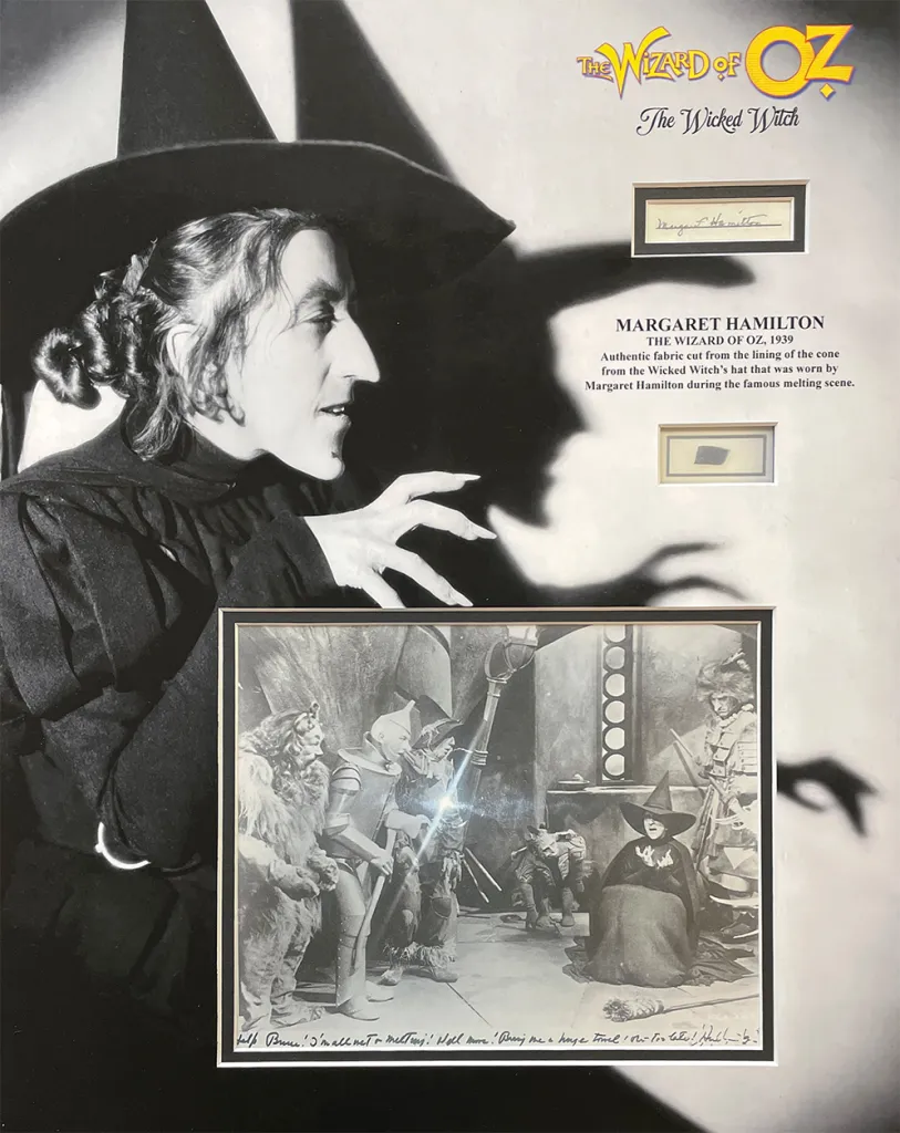 THE WICKED WITCH OF OZ custom 16×20 shadowbox mat for MARGARET HAMILTON autograph and encapsulated HAT piece