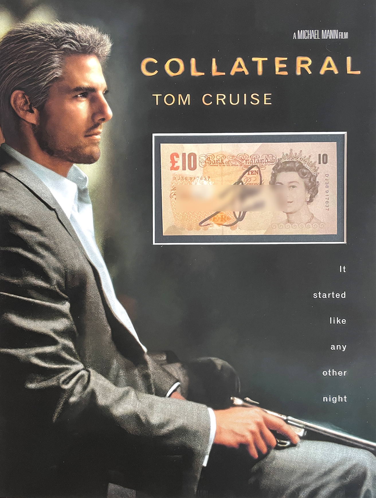 COLLATERAL custom 12×16 mat for signed TOM CRUISE paper currency