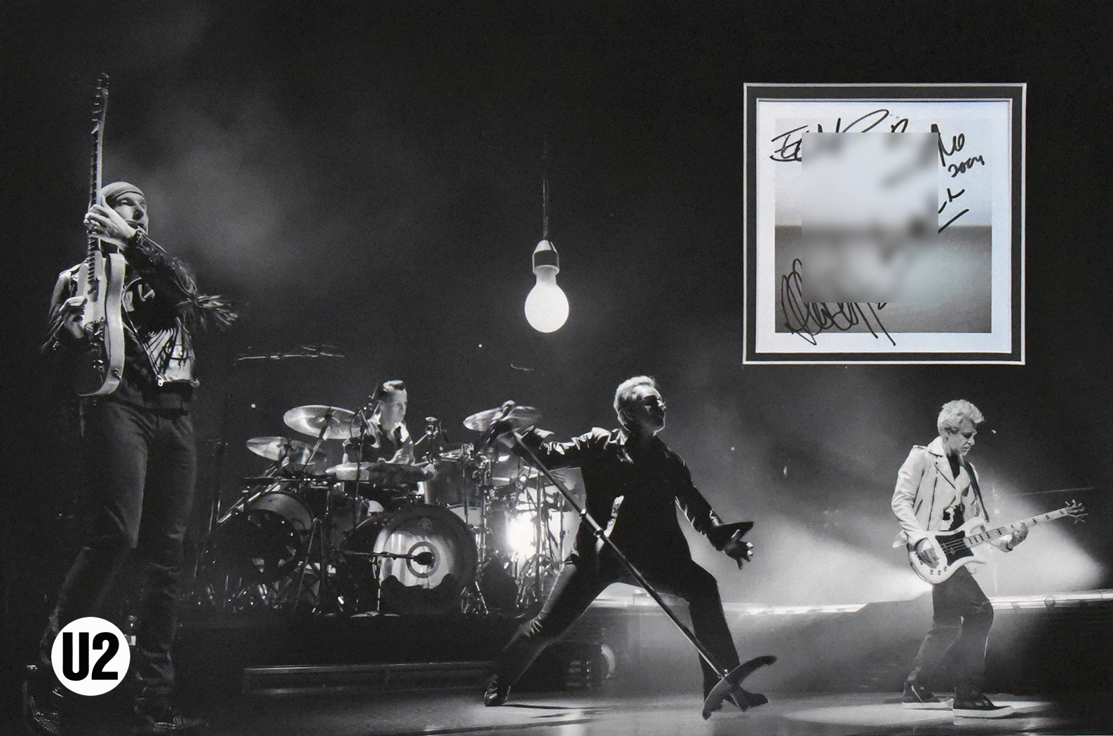 U2 custom 12×16 mat for band signed CD cover