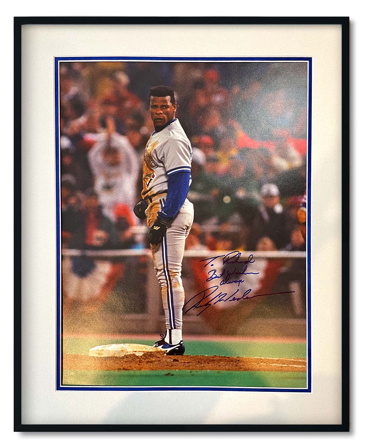 RICKEY HENDERSON custom 16×20 mat and frame for personalized Toronto Blue Jays photo