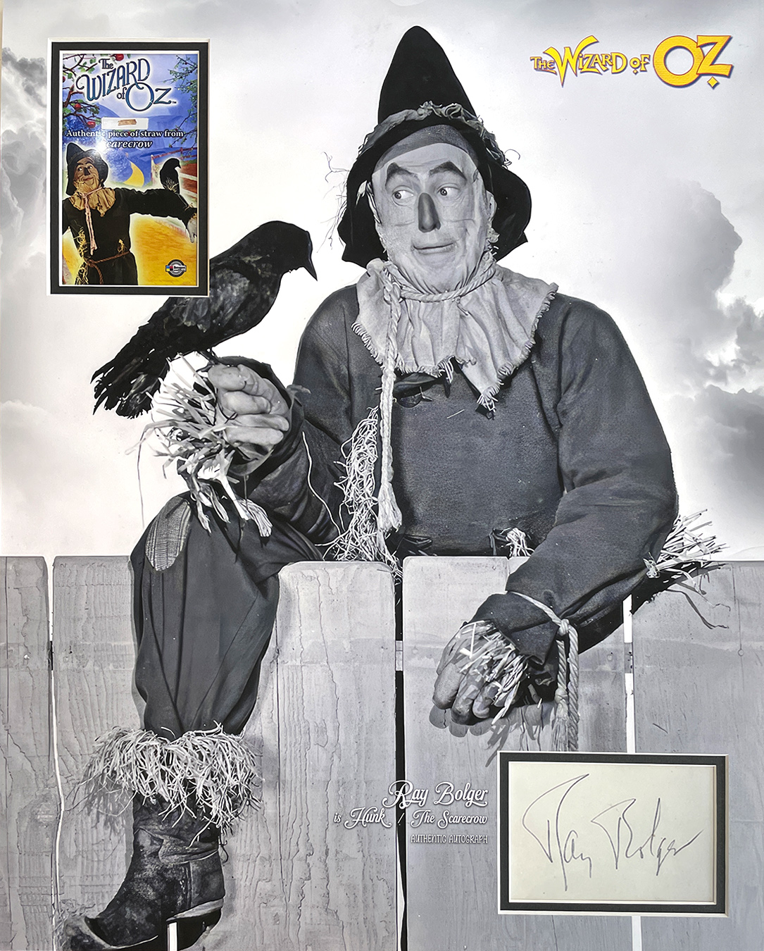 SCARECROW of OZ custom 16×20 mat for RAY BOLGER autograph and STRAW piece