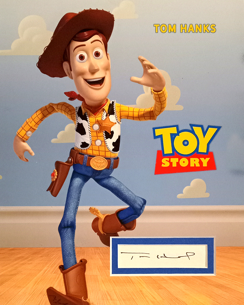 TOY STORY custom 8×10 “Woody” mat for small TOM HANKS autograph