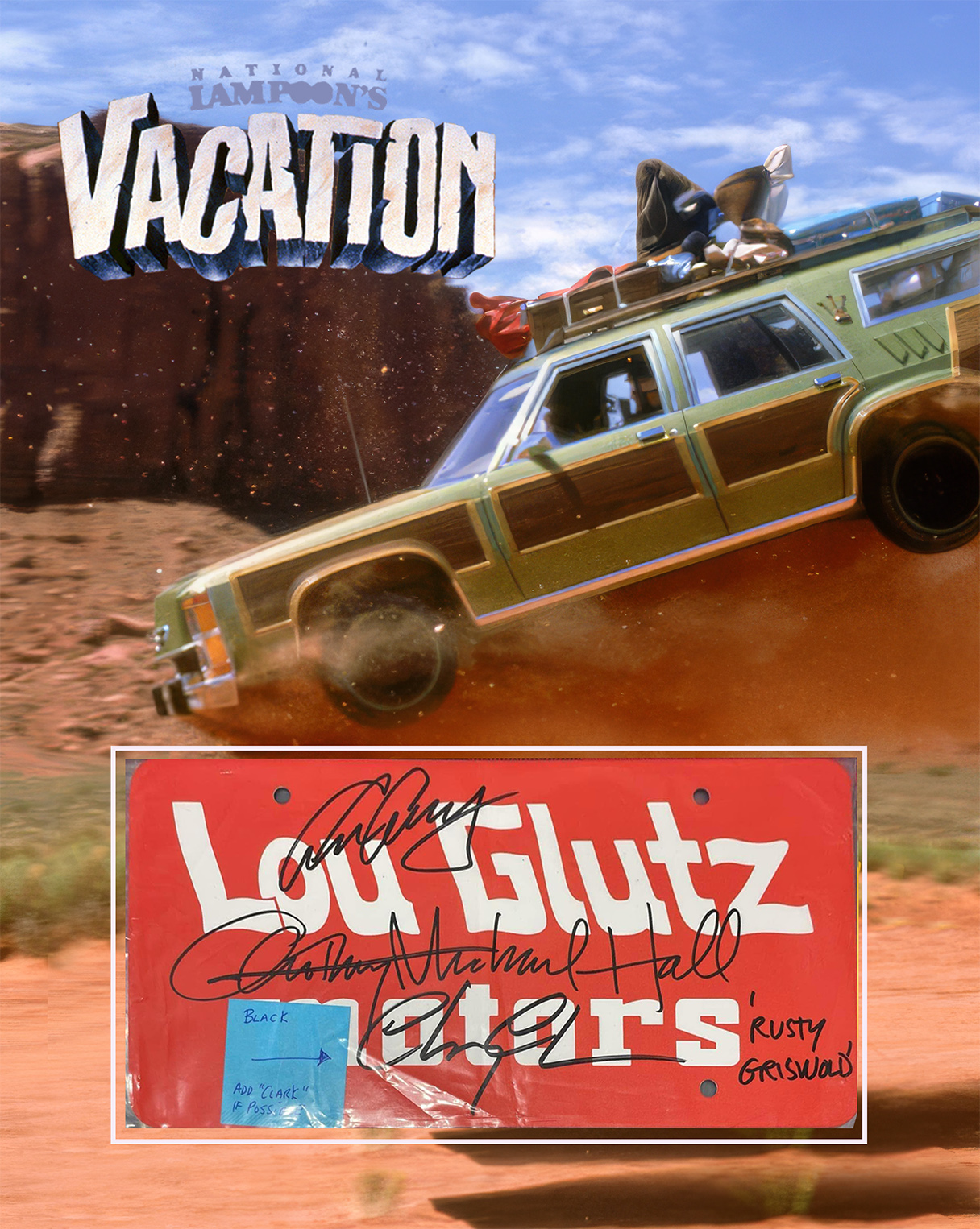 NATIONAL LAMPOON’S VACATION custom 16×20 mat designs for signed “Truckster” license plate