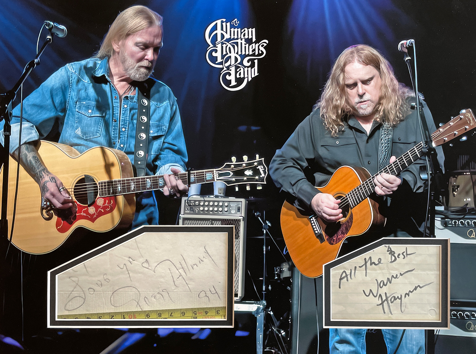 ALLMAN BROTHER BAND custom 12×16 mat for 2 band cut autographs