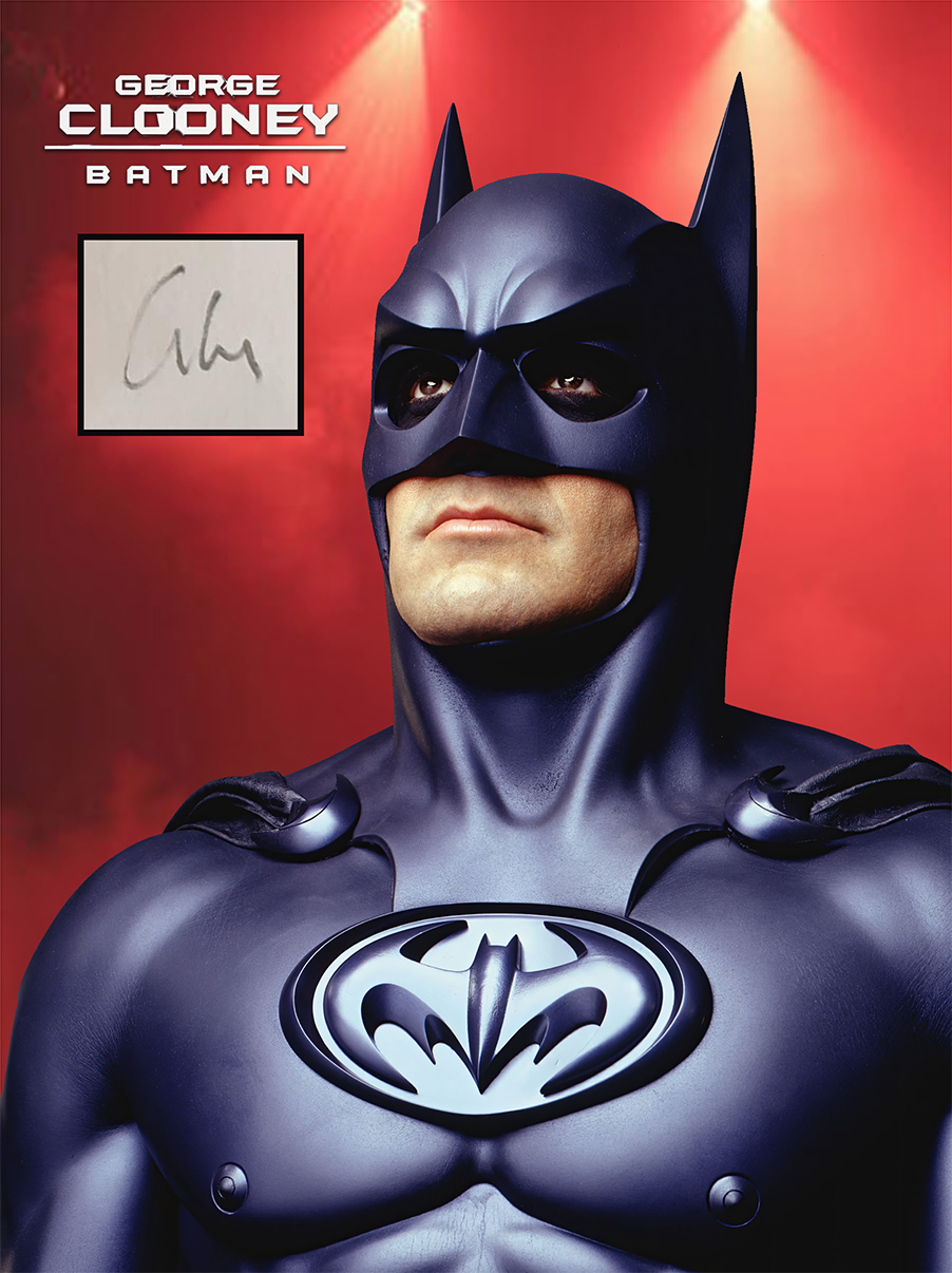 BATMAN custom 12×16 mats for GEORGE CLOONEY Broadway signed cuts