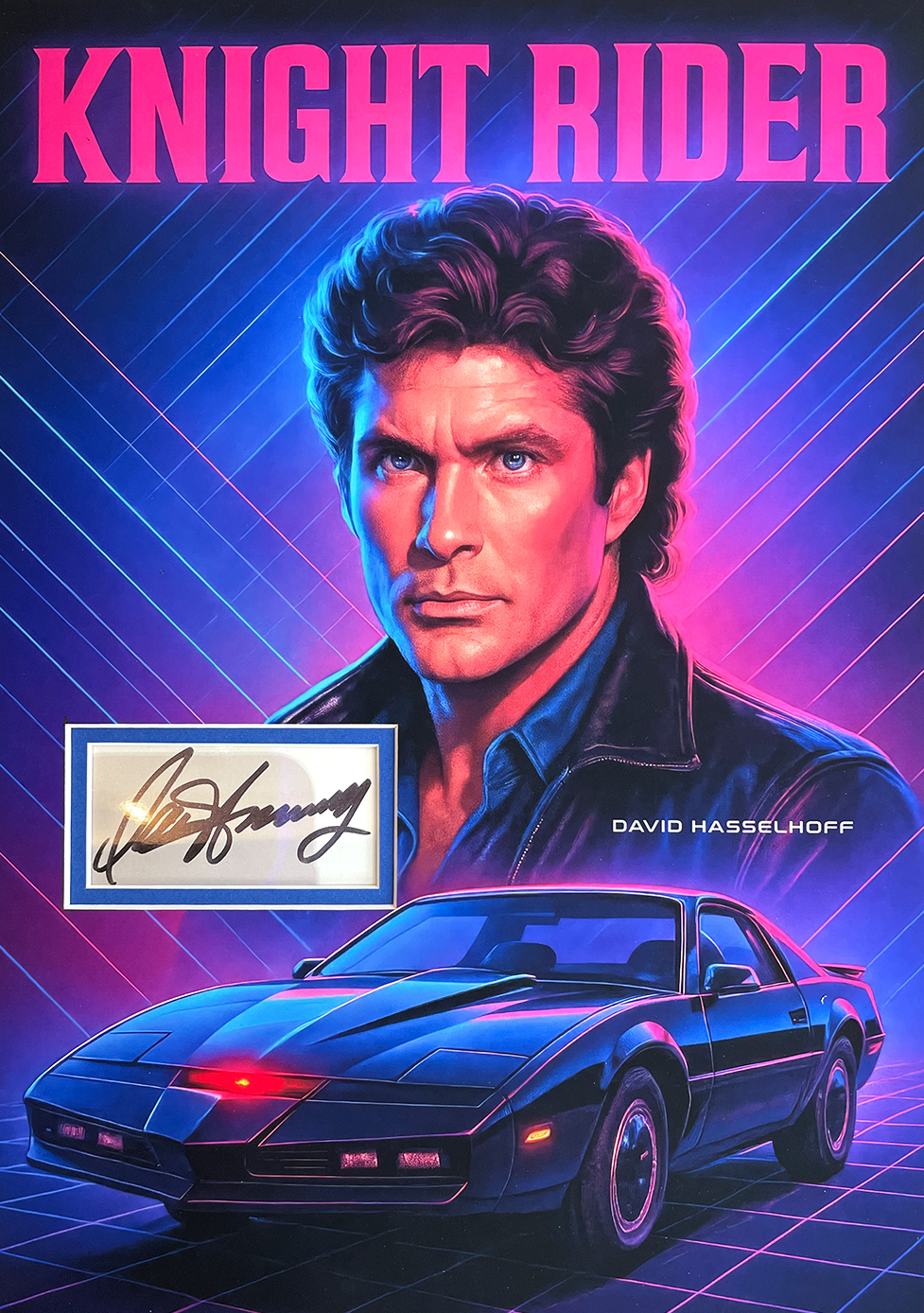KNIGHT RIDER custom 12×16 art mat for DAVID HASSELHOFF autograph