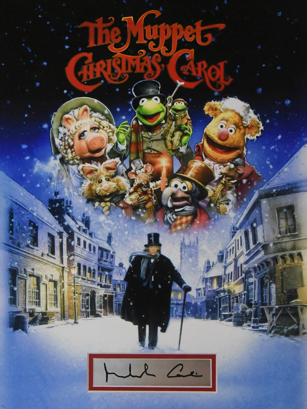 MUPPET CHRISTMAS CAROL custom 12×16 mat for MICHAEL CAINE cut autograph
