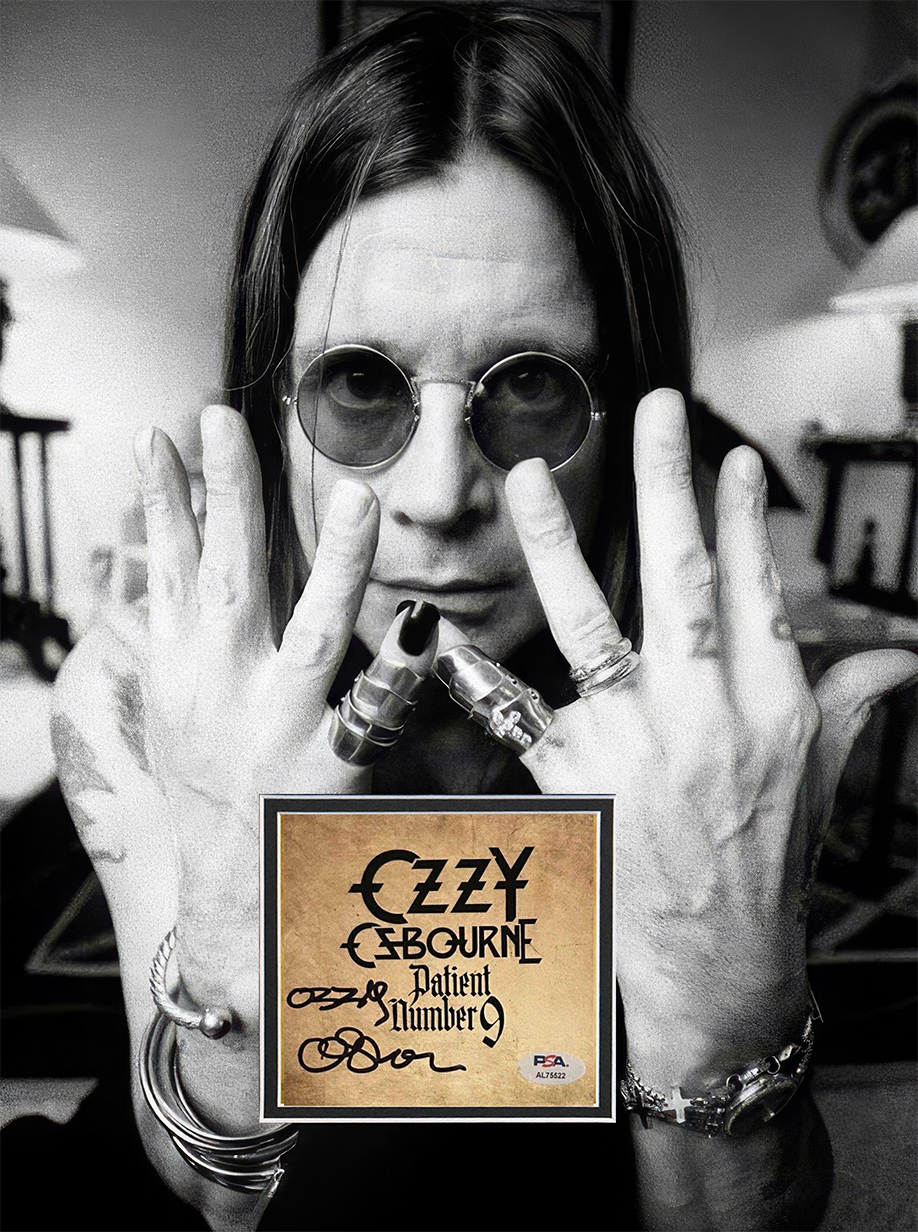 OZZY OSBOURNE autographed custom 12×16 mat with signed Patient Number 9 CD insert