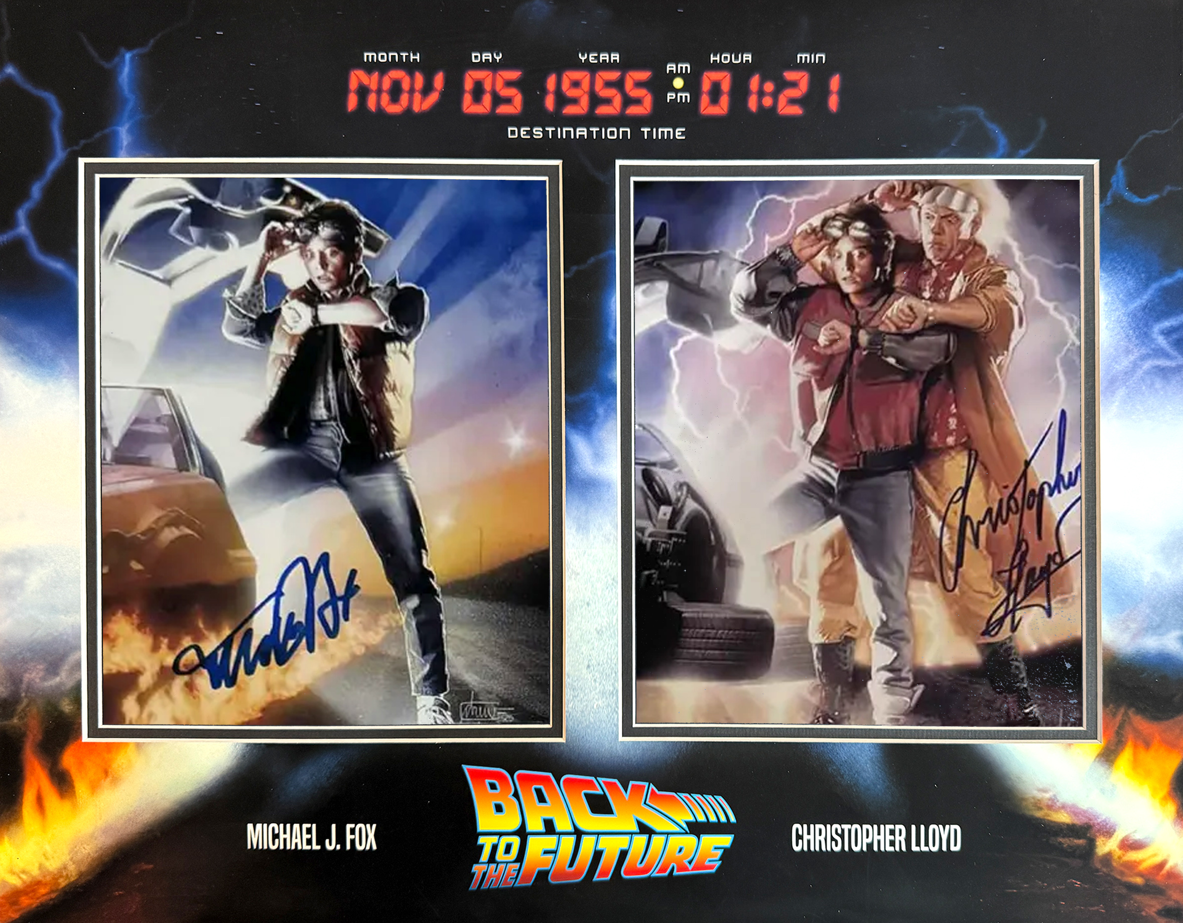 BACK TO THE FUTURE custom 16×20 mat for 2 signed 8×10 photos