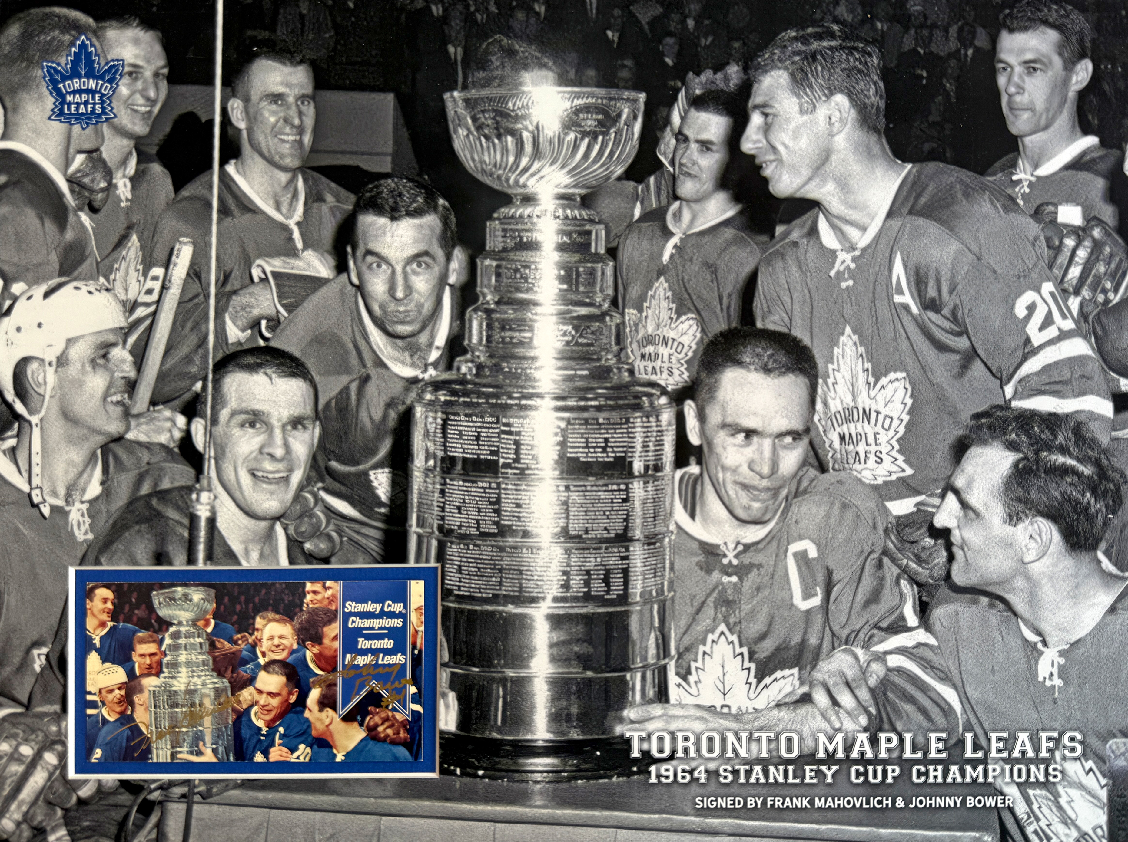 1964 TORONTO MAPLE LEAFS custom 12×16 Stanley Cup mat for signed PARKIES Tall Boy trading card
