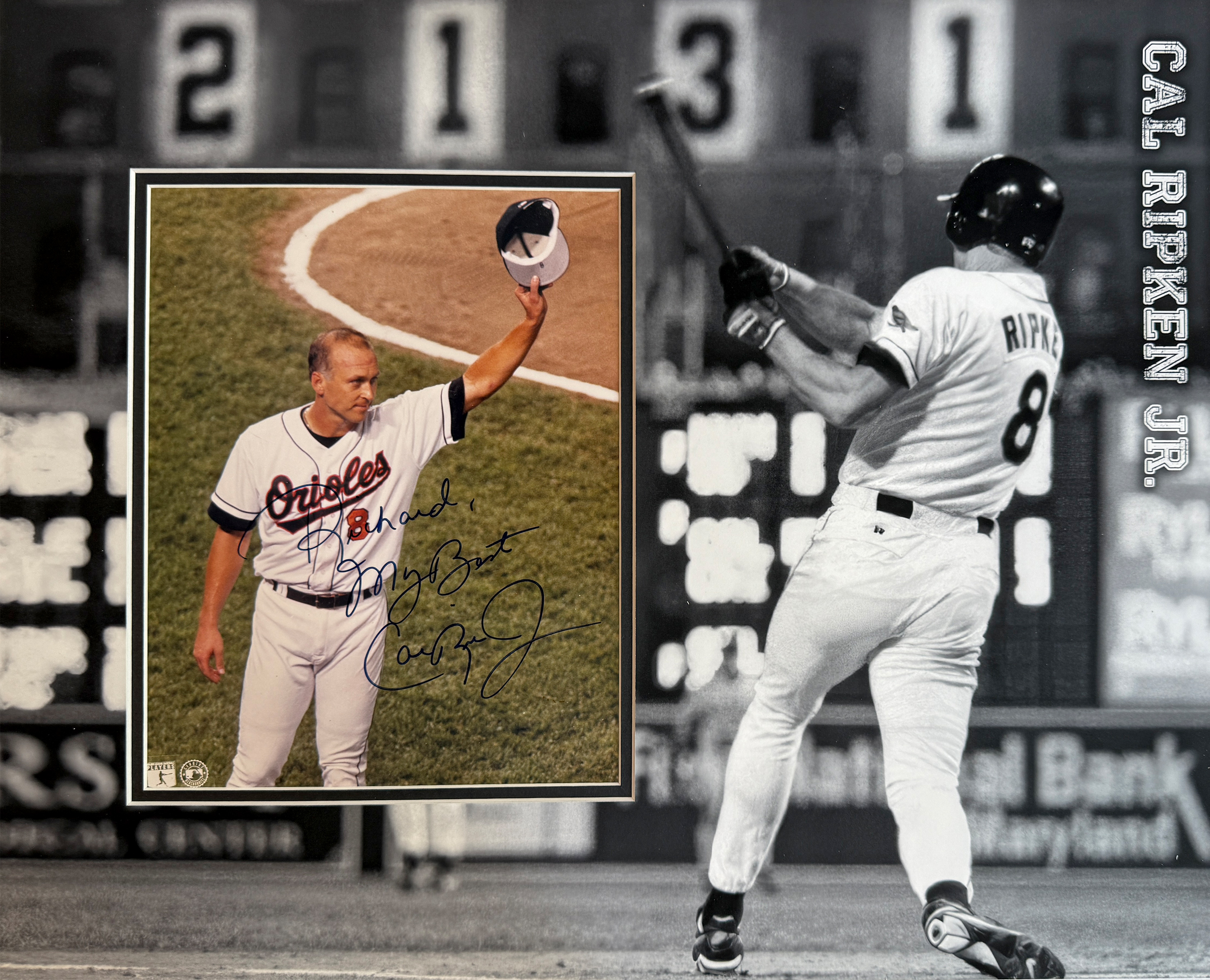CAL RIPKEN JR. 16×20 custom “2131” mat for signed 8×10 PHOTO