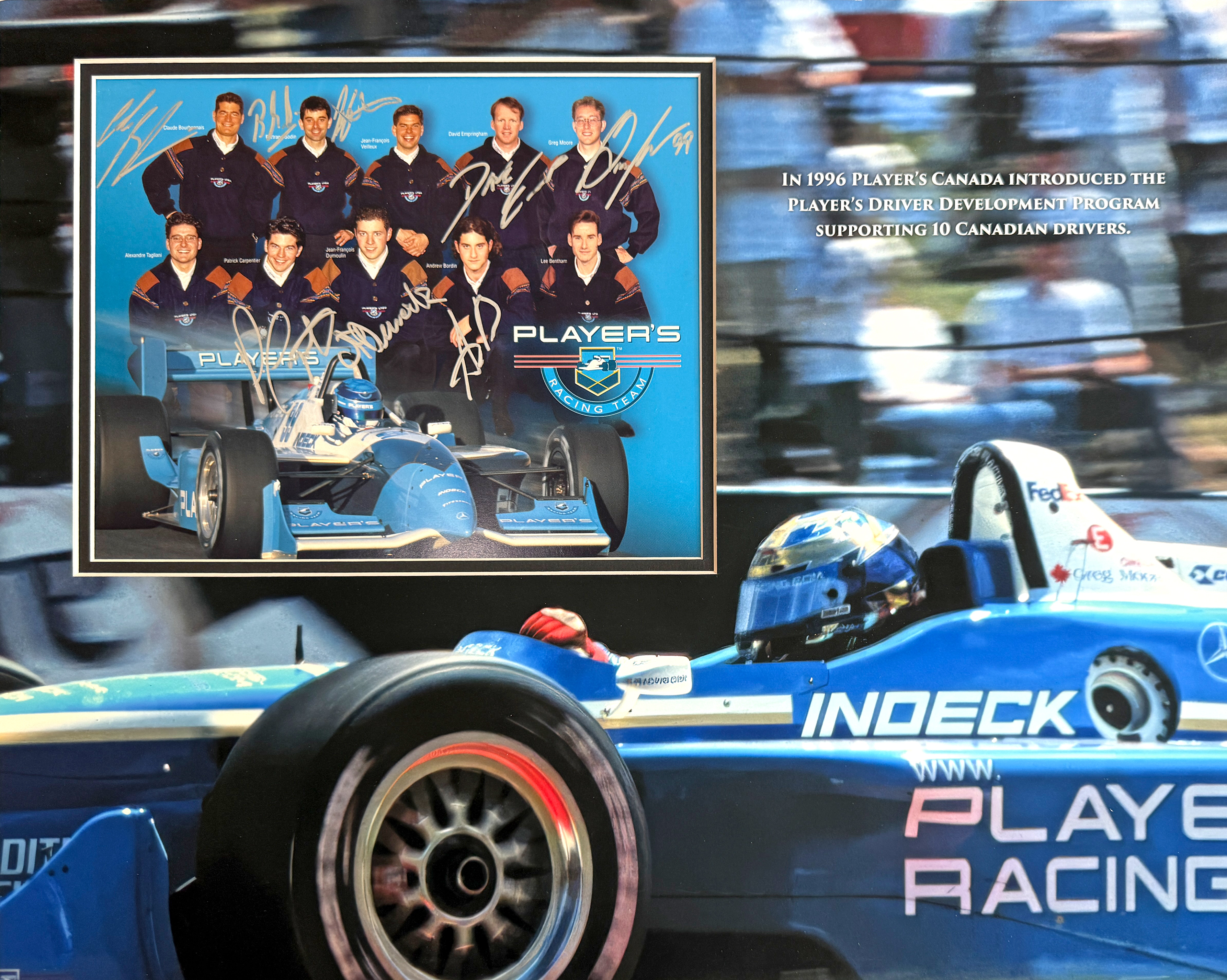 PLAYER’S RACING TEAM custom 16×20 mat for signed 8×10 POST CARD