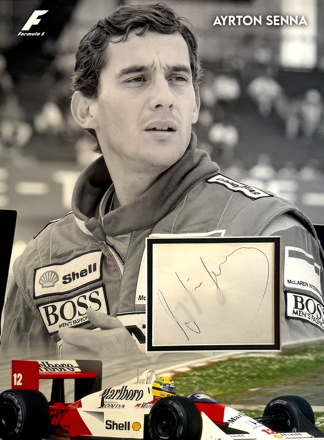 AYRTON SENNA custom 12×16 mats for signed POSTCARD and CUT
