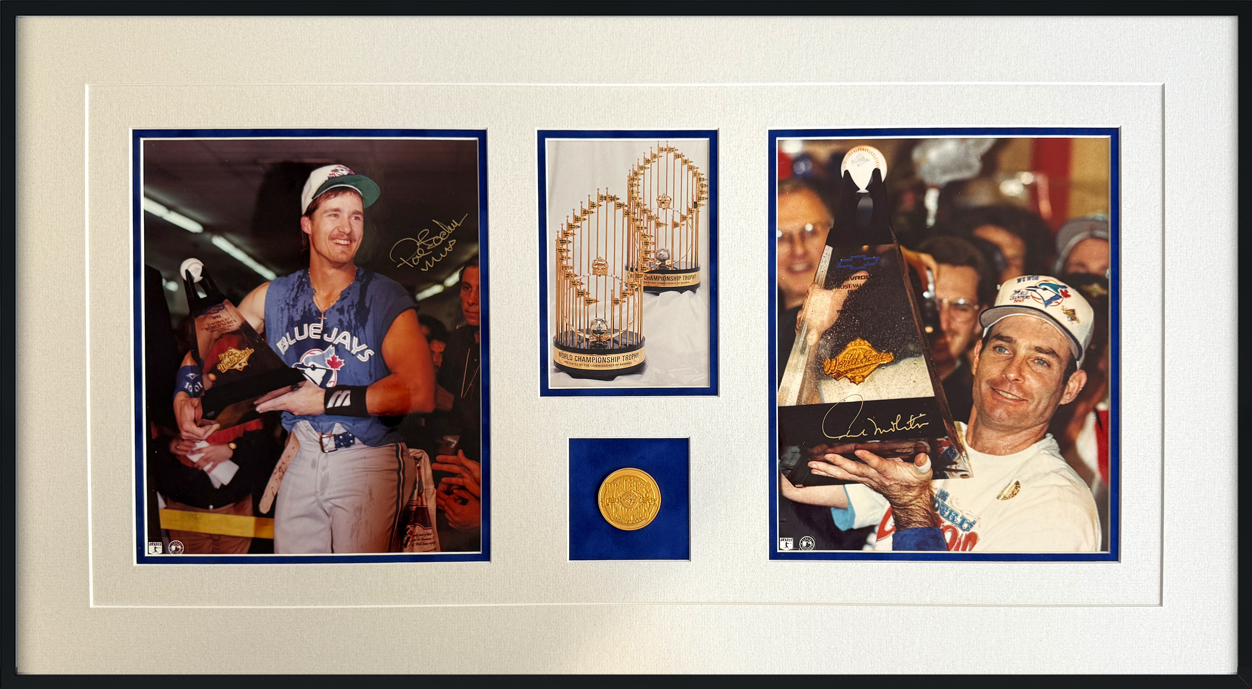 WORLD SERIES MVP’S custom 16×28 mat for signed PAT BORDERS and PAUL MOLITOR 8×10 photos