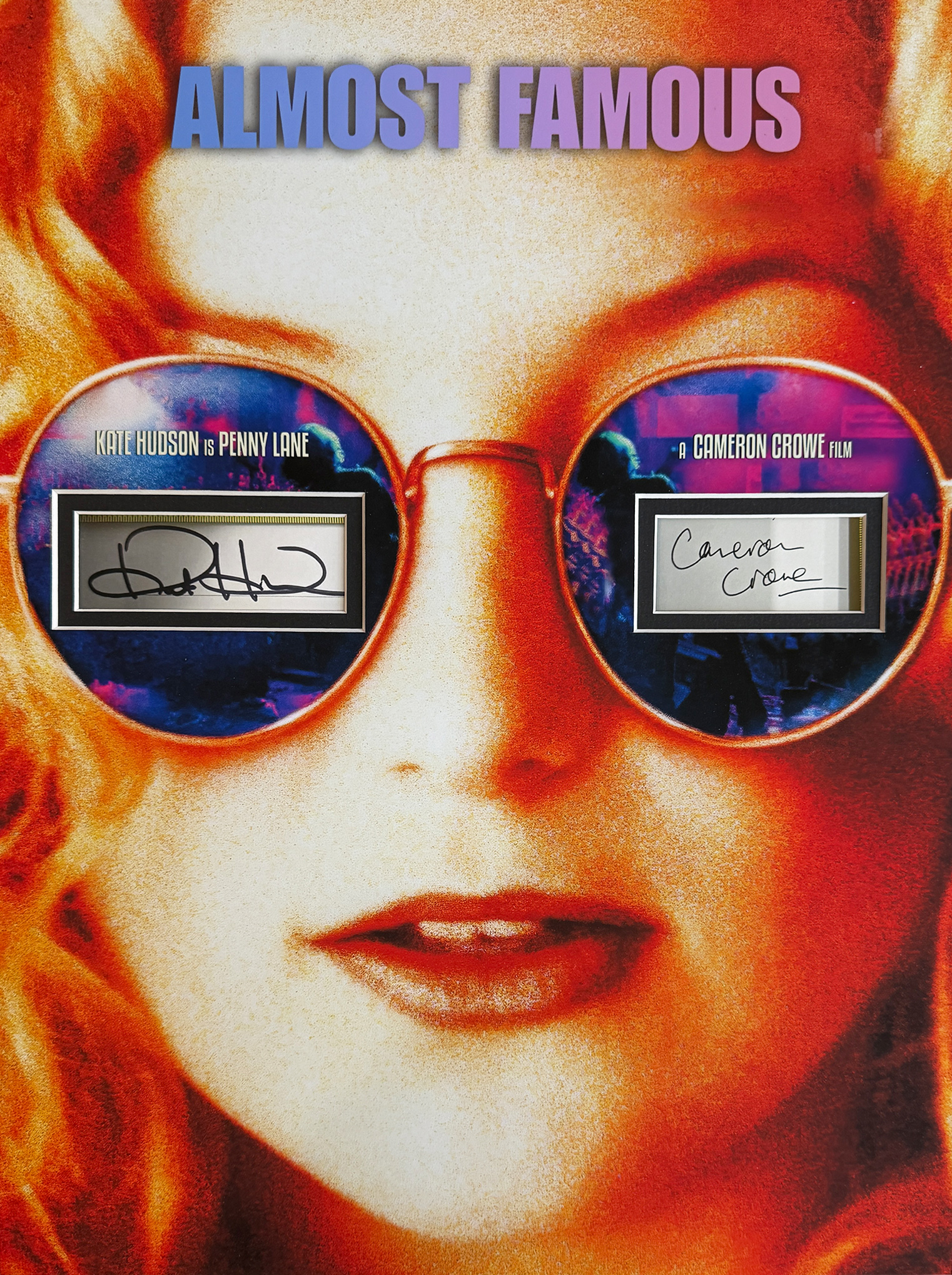ALMOST FAMOUS custom 12×16 mat for CAMERON CROWE and KATE HUDSON book page autographs
