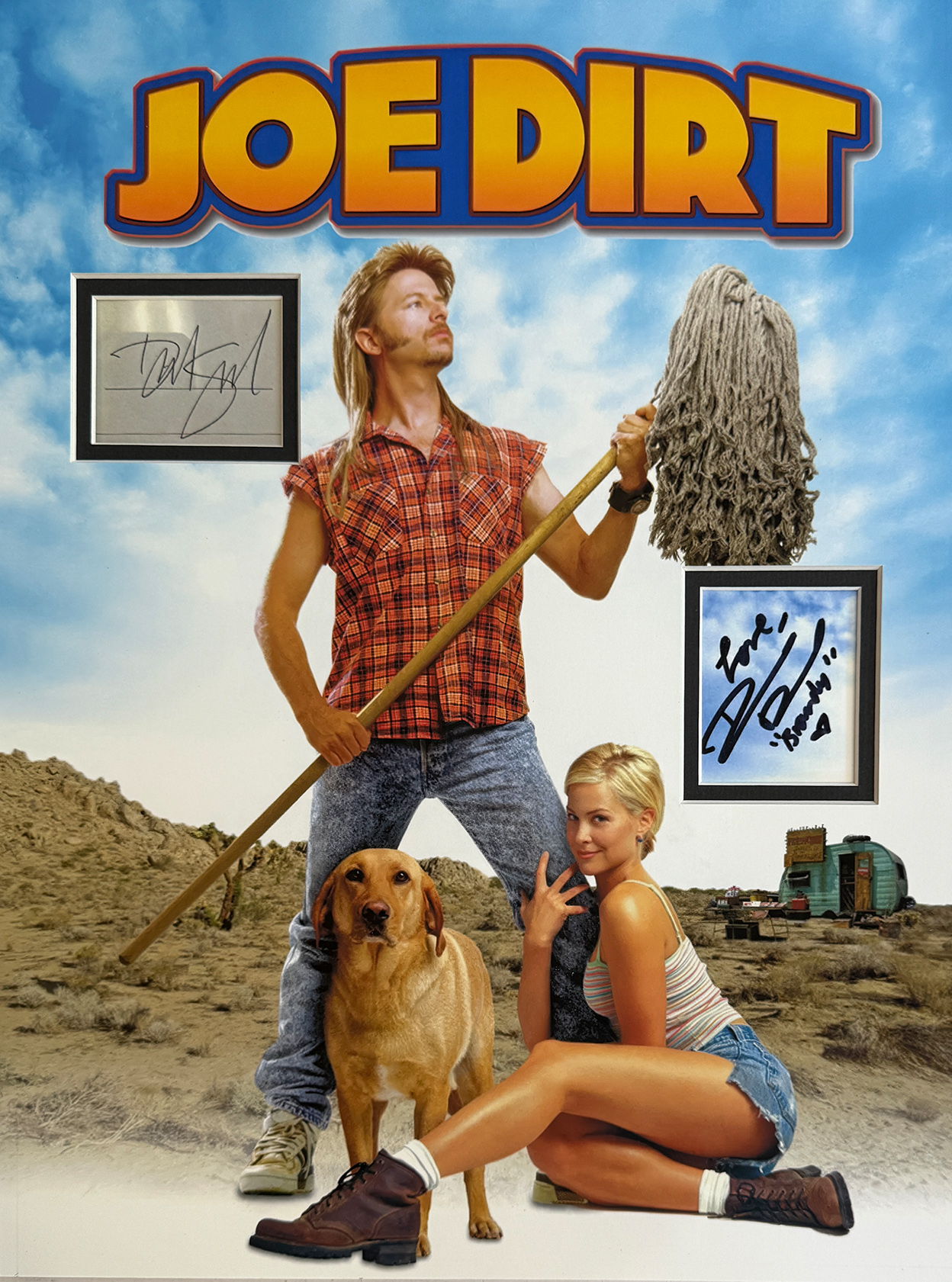 JOE DIRT custom 12×16 mat for SPADE and DANIEL cut autographs