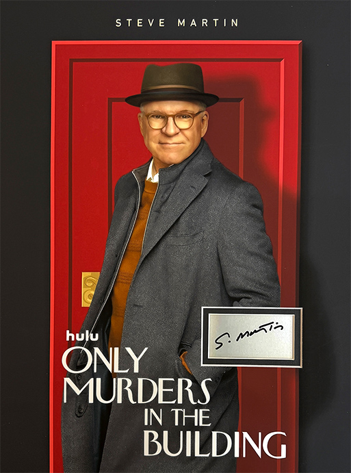 ONLY MURDERS IN THE BUILDING custom 12×16 mats for STEVE MARTIN book page autograph