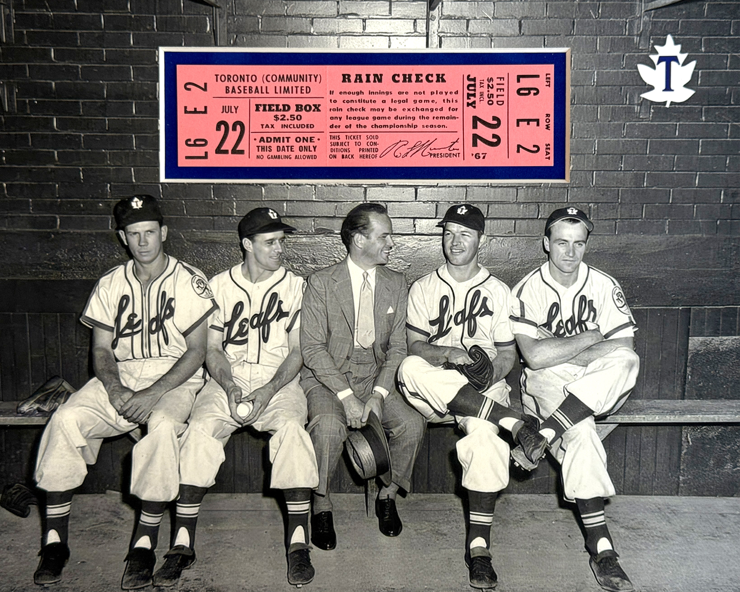MAPLE LEAFS BASEBALL custom 8×10 mat for vintage TICKET