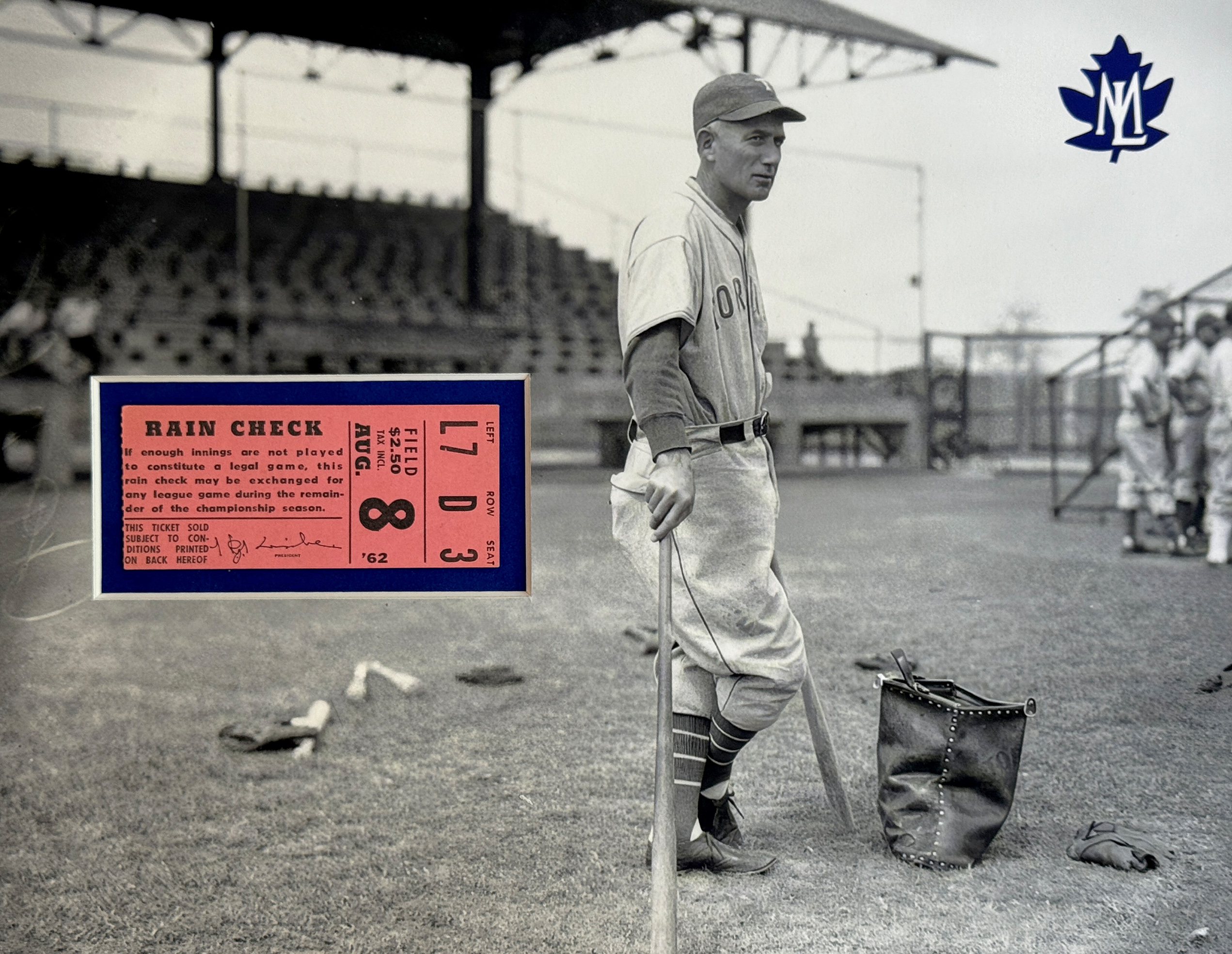 MAPLE LEAF STADIUM custom 8×10 mat for vintage 1967 baseball TICKET