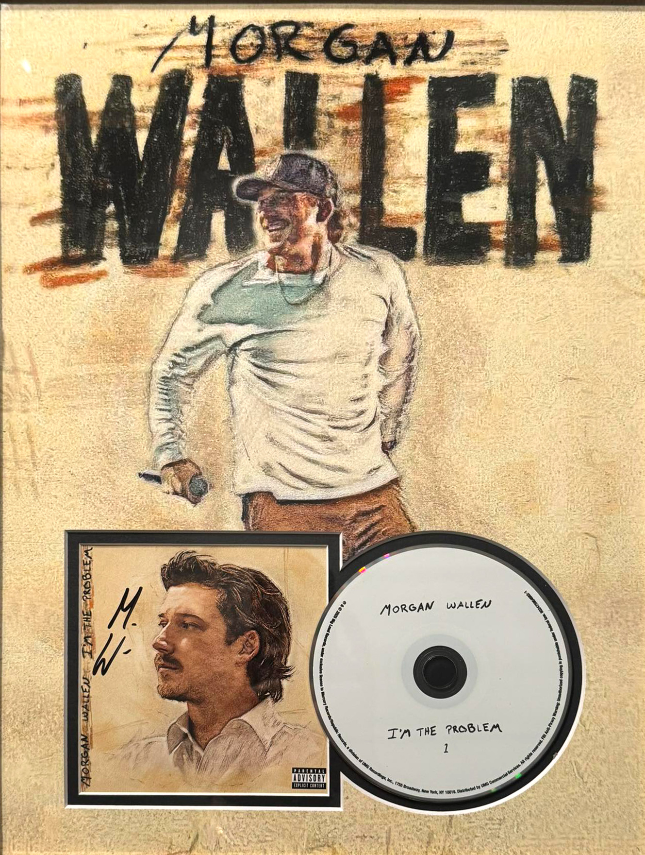MORGAN WALLEN custom 12×16 mat for signed CD insert and disc