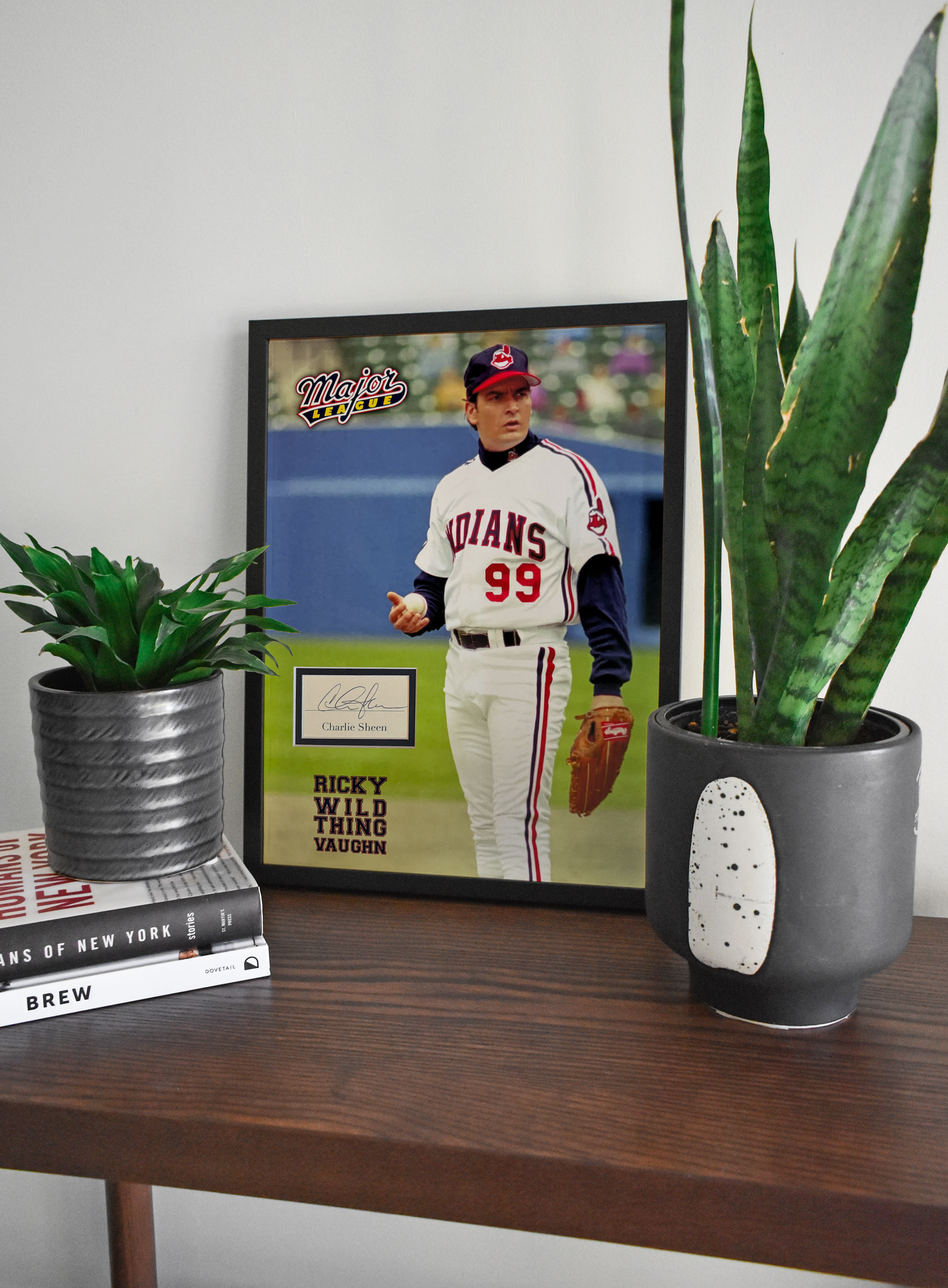 matTV: MAJOR LEAGUE custom 12×16 “Wild Thing” mat for CHARLIE SHEEN book page autograph