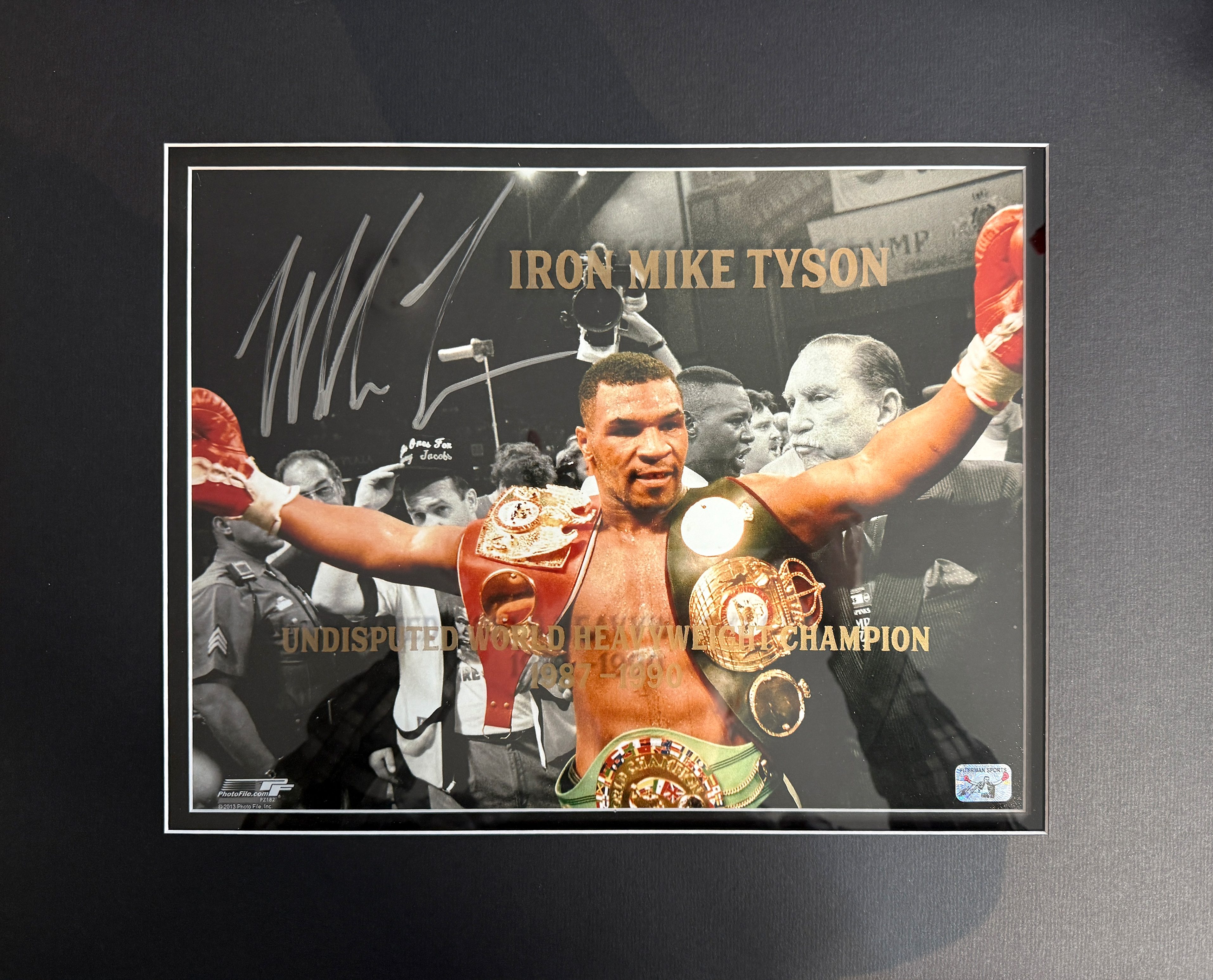 MIKE TYSON autographed 16×20 inch glass-etched frame display