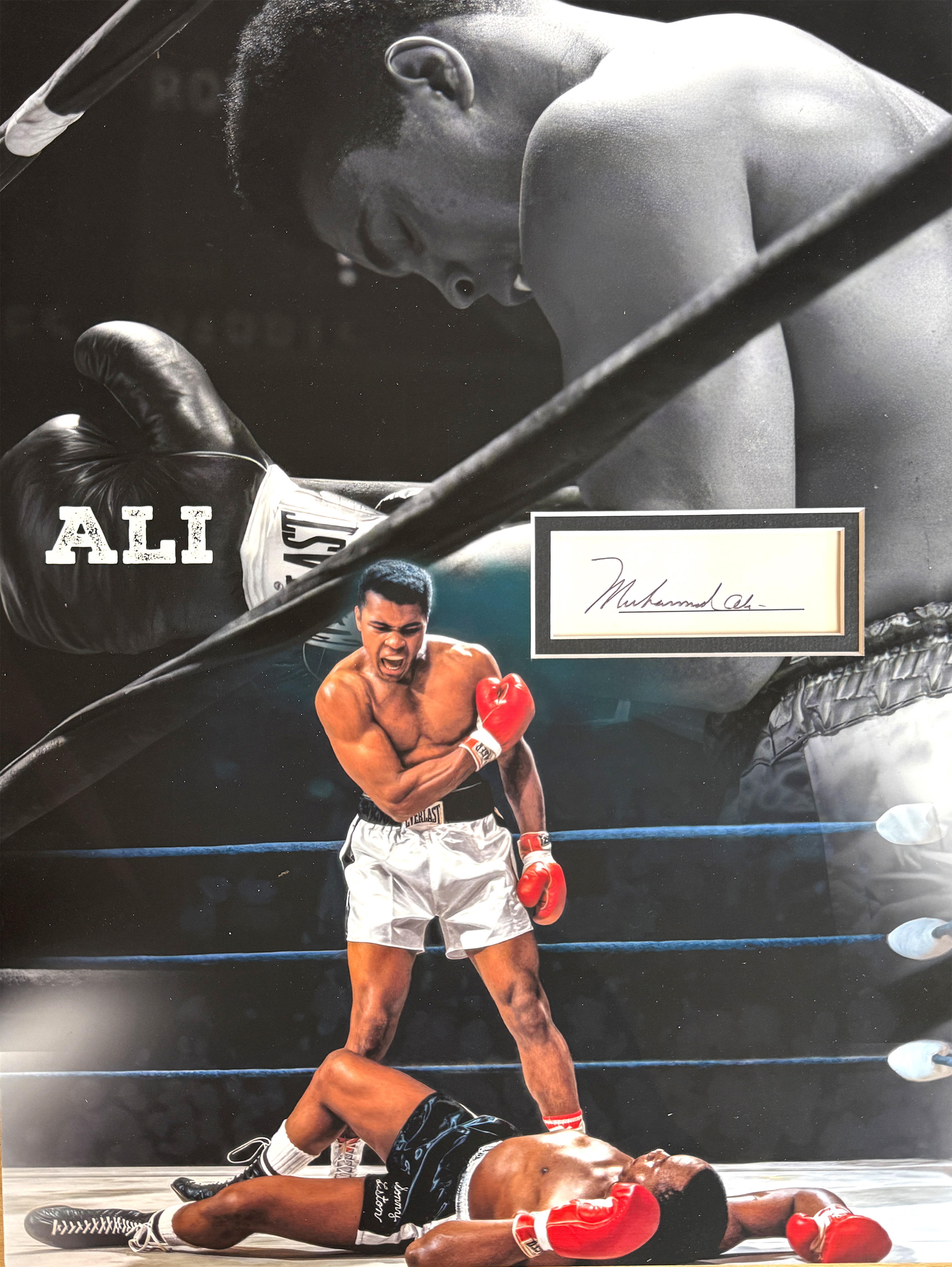MUHAMMAD ALI custom 12×16 mat with vintage book page autograph