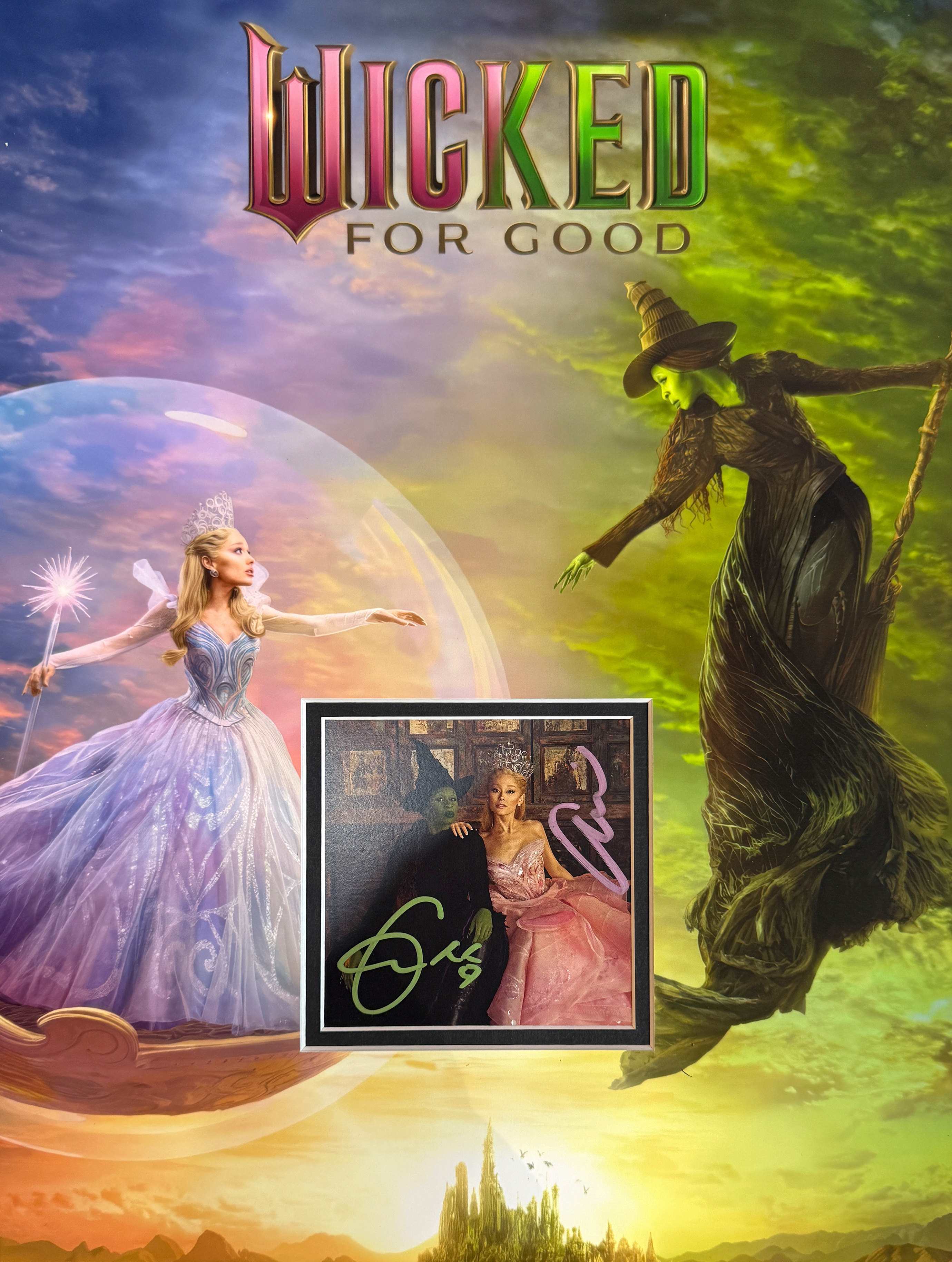 WICKED FOR GOOD custom 12×16 mat with autographed CD insert signed by ARIANA GRANDE and CYNTHIA ERIVO
