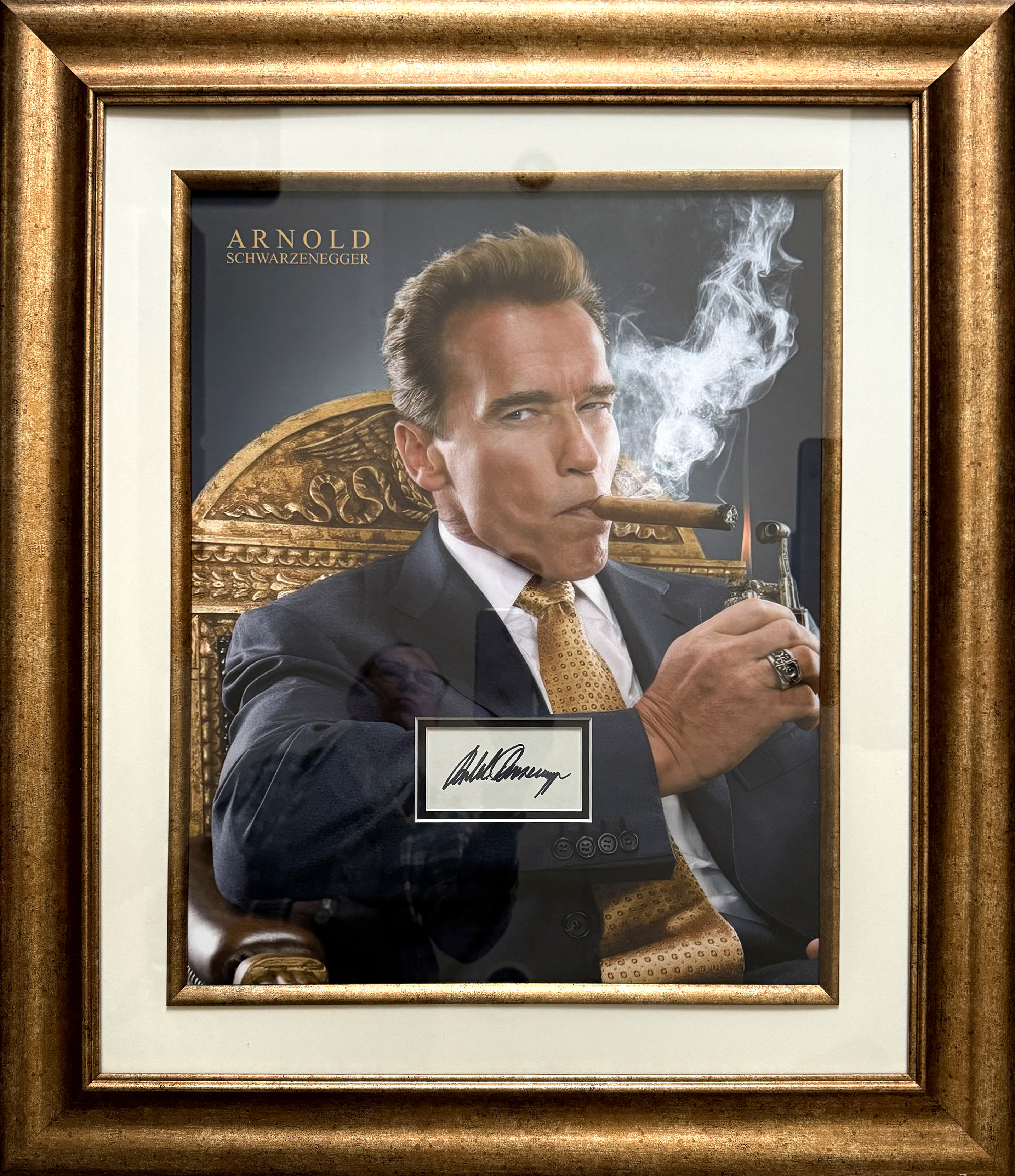 matTV: ARNOLD SCHWARZENEGGER autographed Cigar Aficionado mat custom 22×26 inch frame