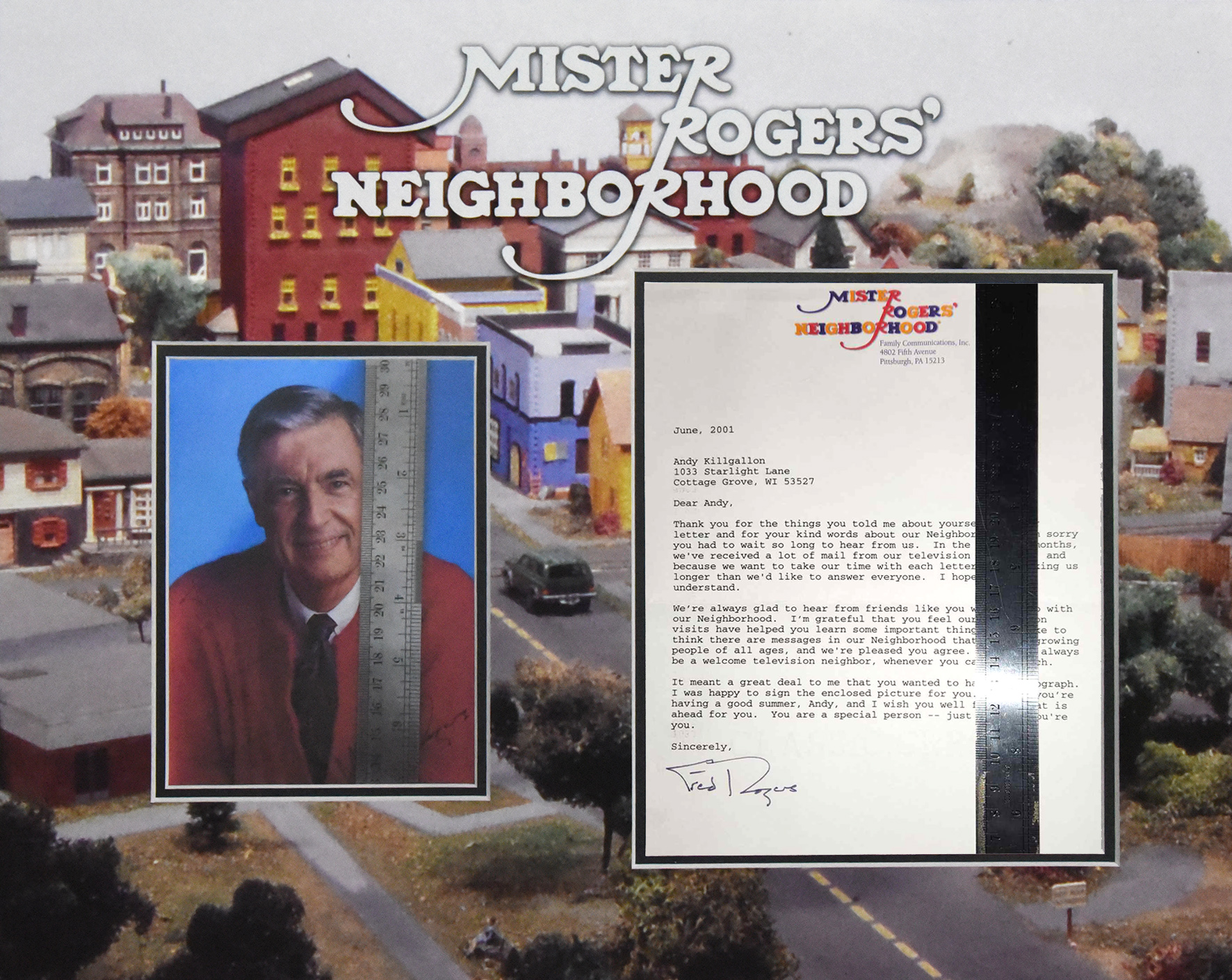 MISTER ROGERS’ NEIGHBORHOOD custom 16×20 mat for signed FRED ROGERS letter
