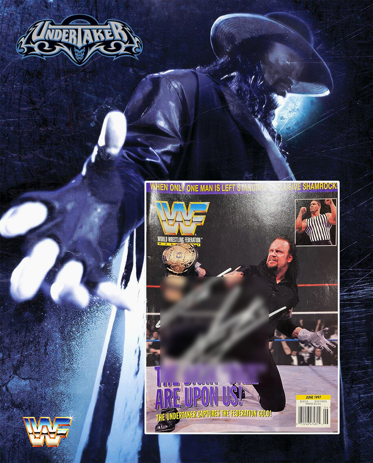 UNDERTAKER custom 16×20 mat design for signed WWF PROGRAM