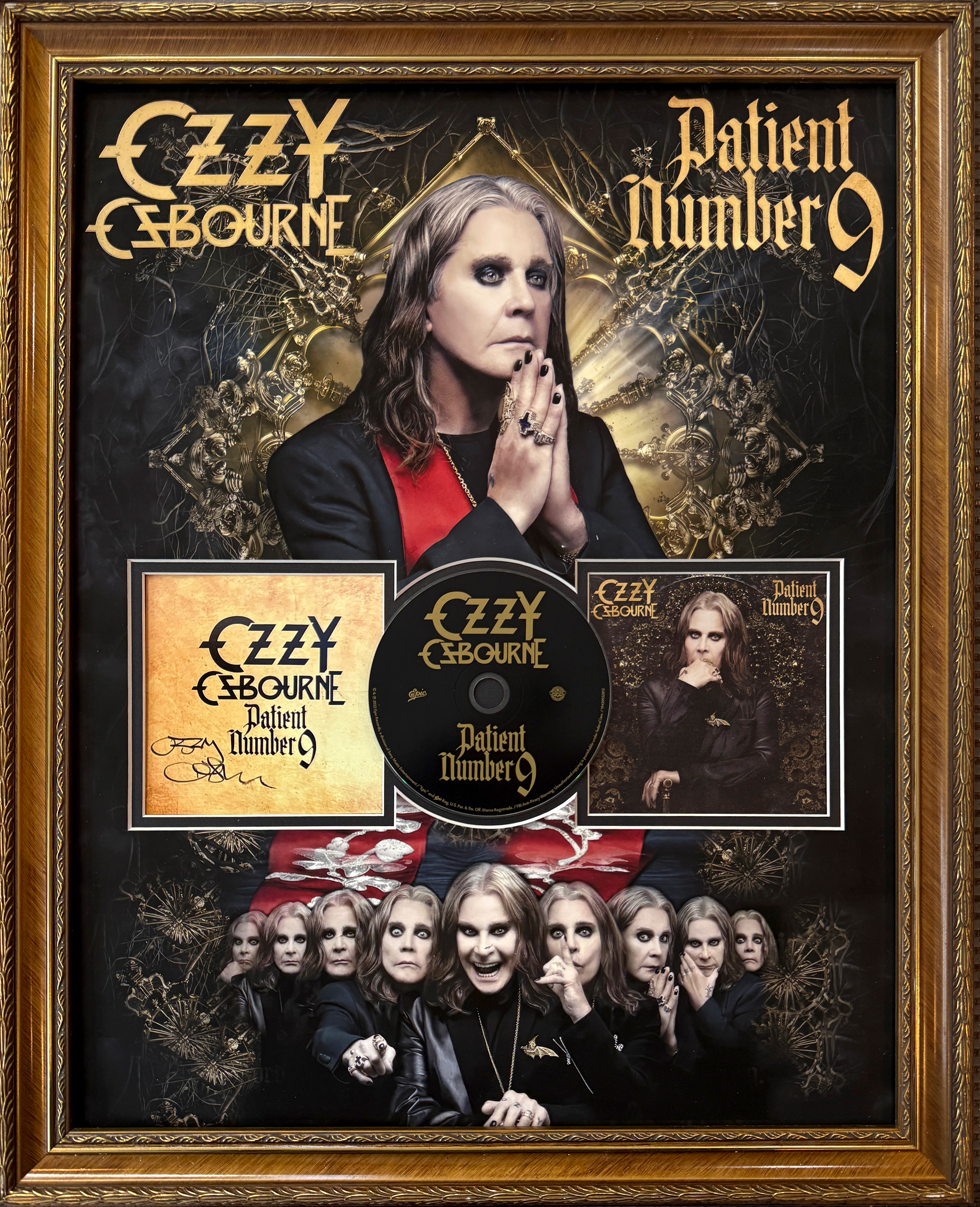 OZZY OSBOURNE autographed Patient Number 9 CD custom mat and 16×20 inch framed display