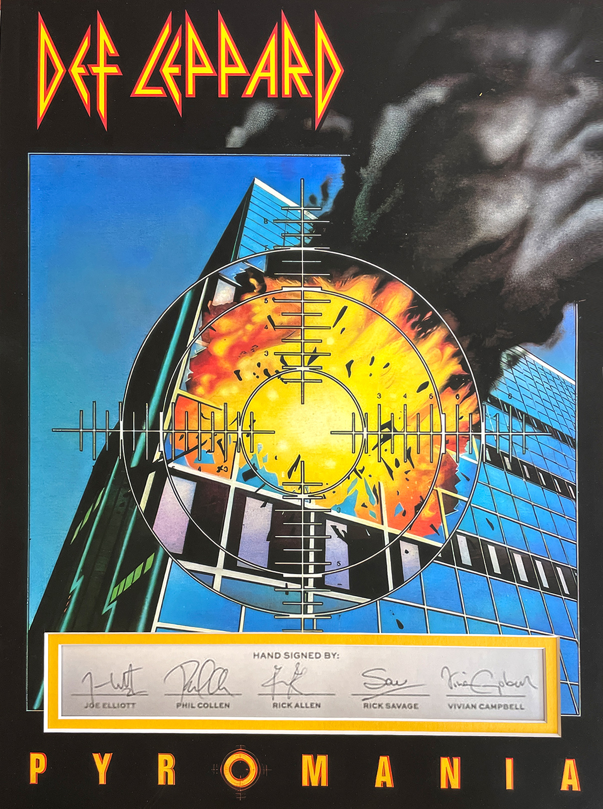 DEF LEPPARD custom 12×16 inch PYROMANIA mat for Book Page or CD autographs