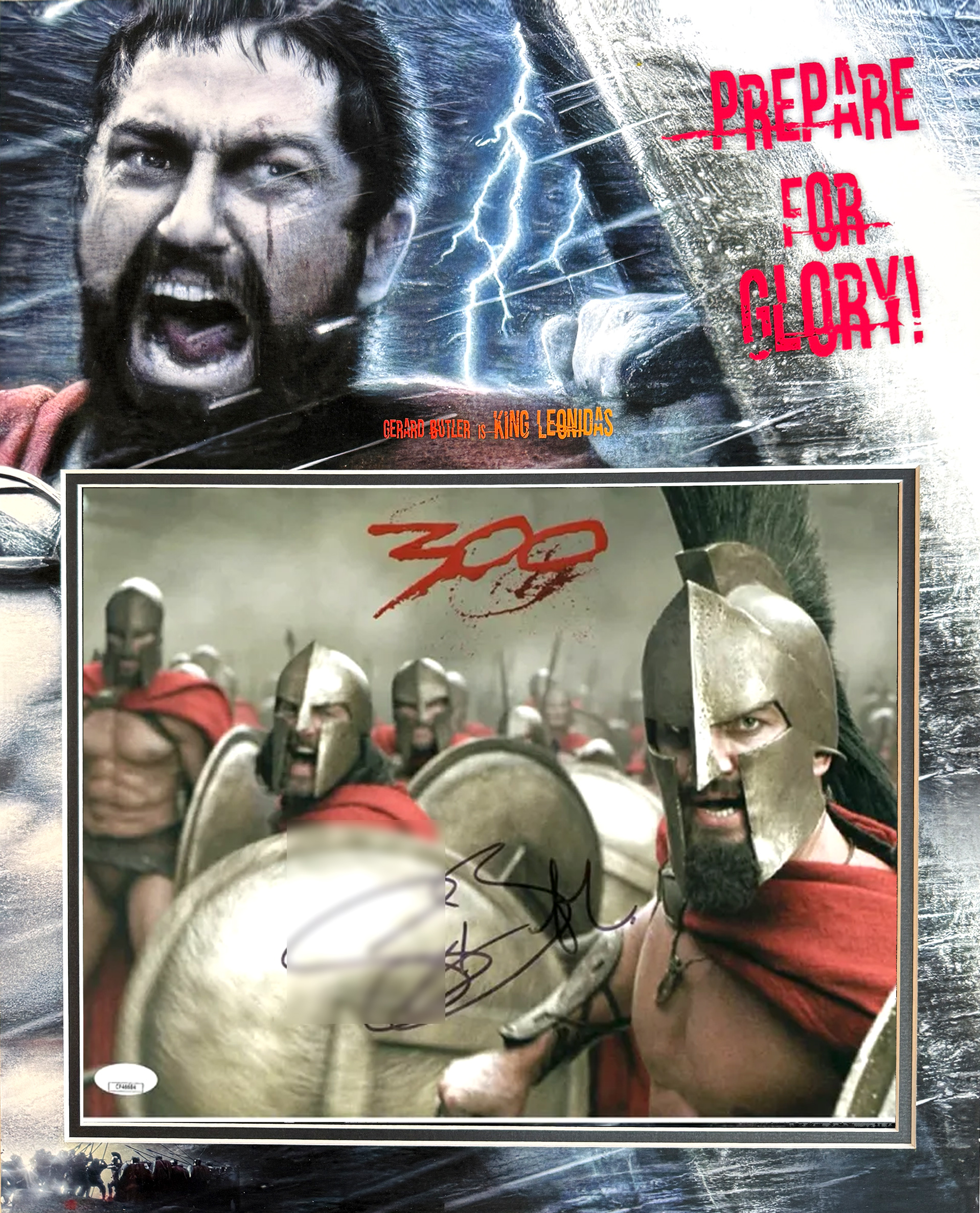 King Leonidas Custom 16×20 inch ‘300’ Mat for GERARD BUTLER signed 11×14 Photo