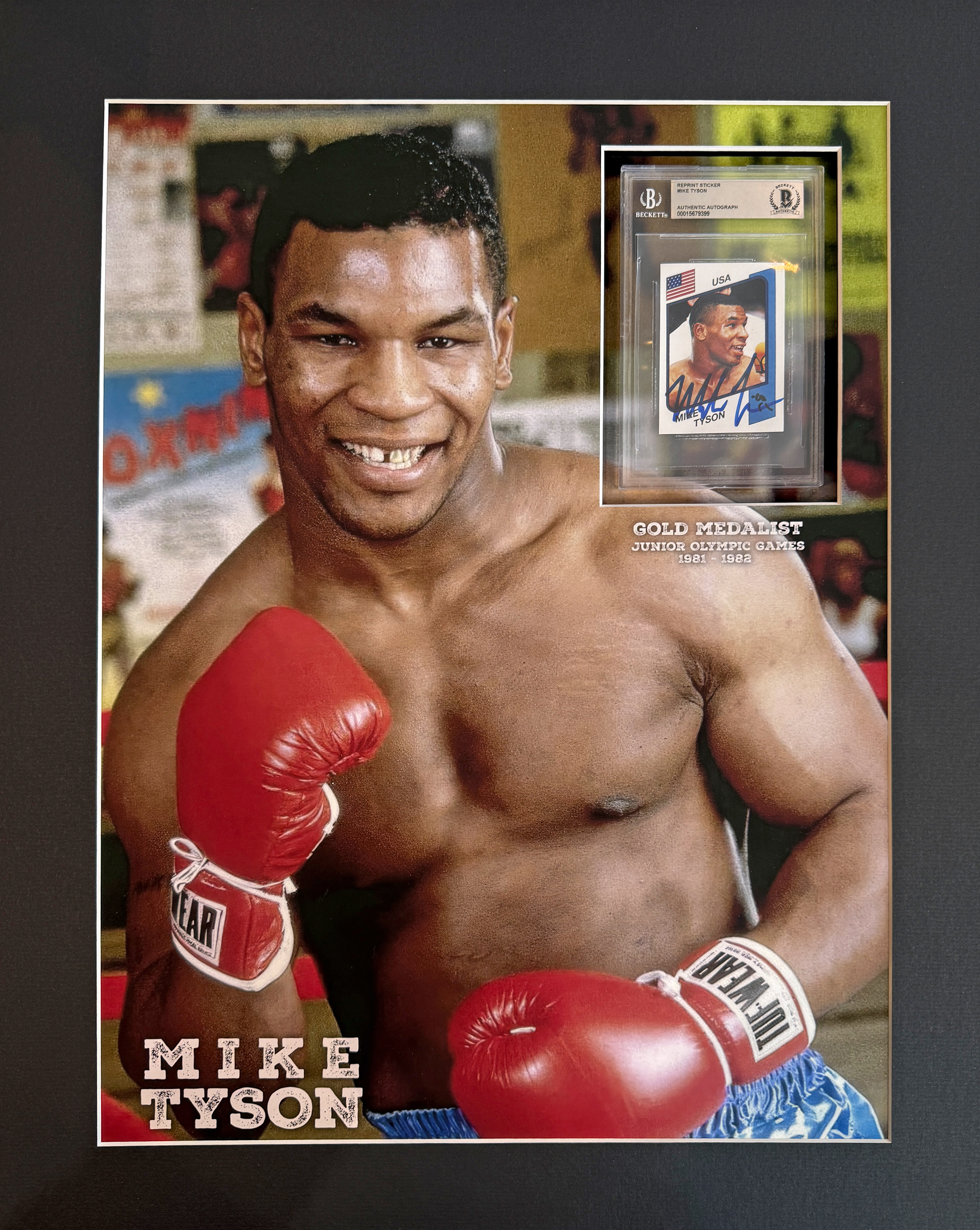 matTV: MIKE TYSON custom 16×20 mat for Slabbed Junior OLYMPIC Team Trading Sticker
