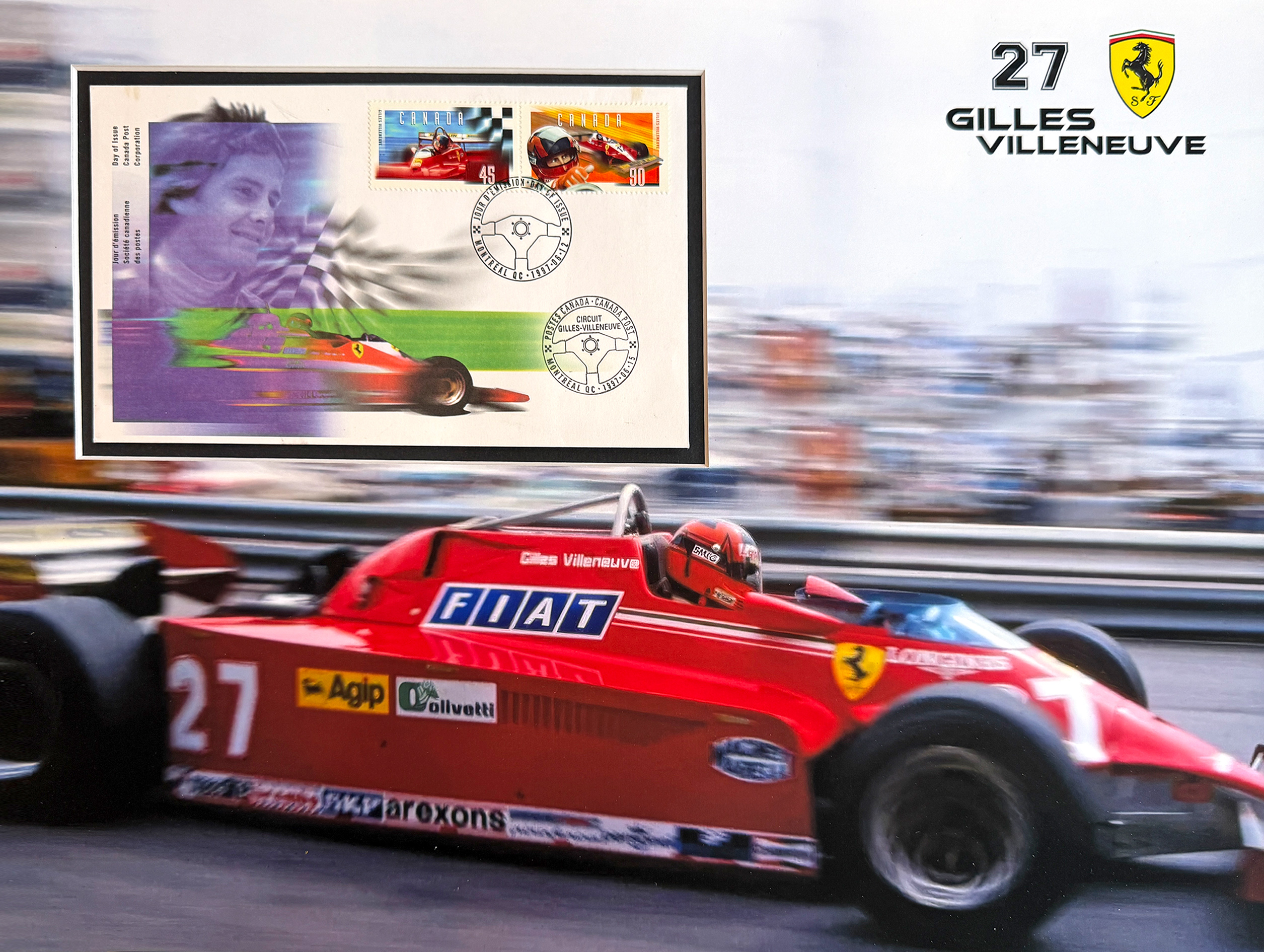 GILLES VILLENEUVE Custom 12×16 inch Mat for First Day Stamps Cover