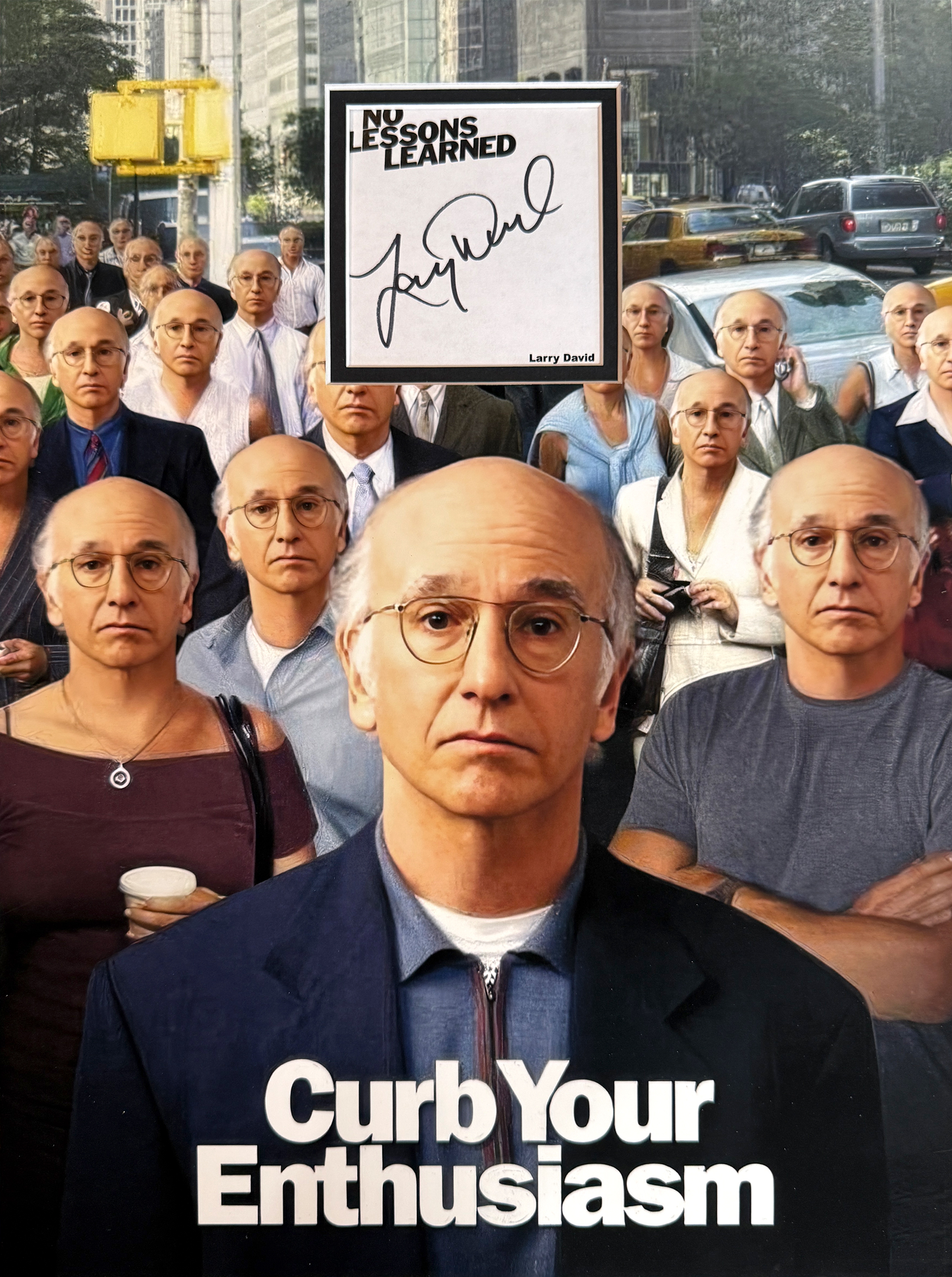MatTV: CURB YOUR ENTHUSIASM Custom 12×16 inch Mat for LARRY DAVID Signed Book Page