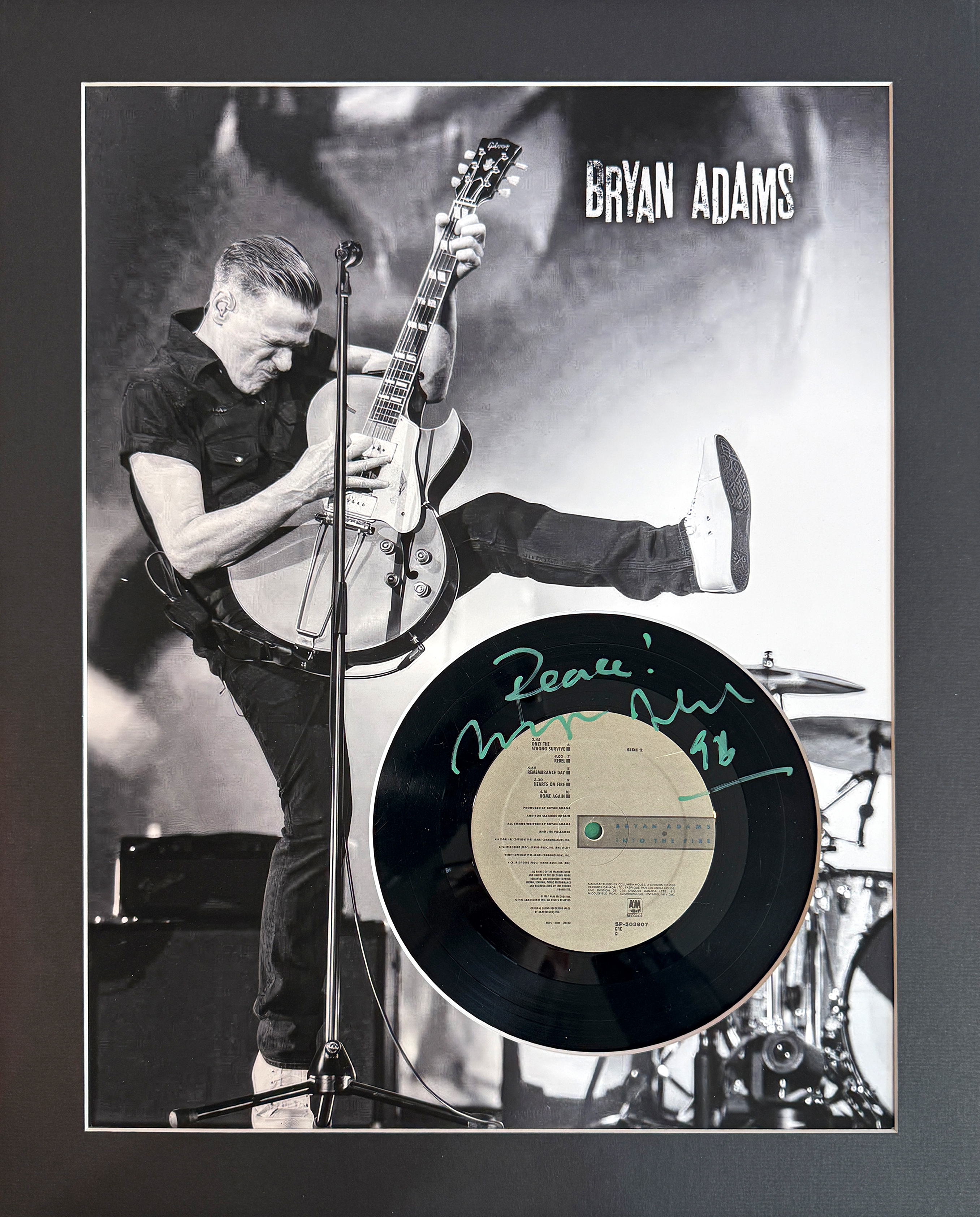 BRYAN ADAMS Custom 16×20 inch Mat for Signed 12″ Vinyl Record