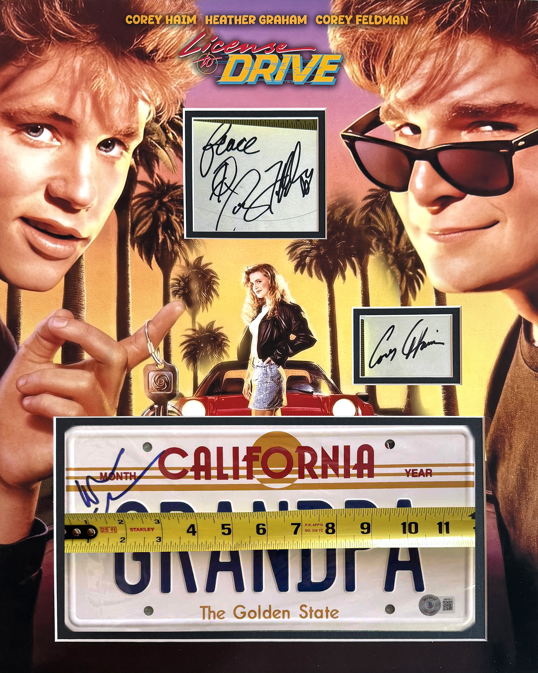 LICENSE TO DRIVE Custom 16×20 Mat for Signed PLATE and 2 COREY Cut Autographs