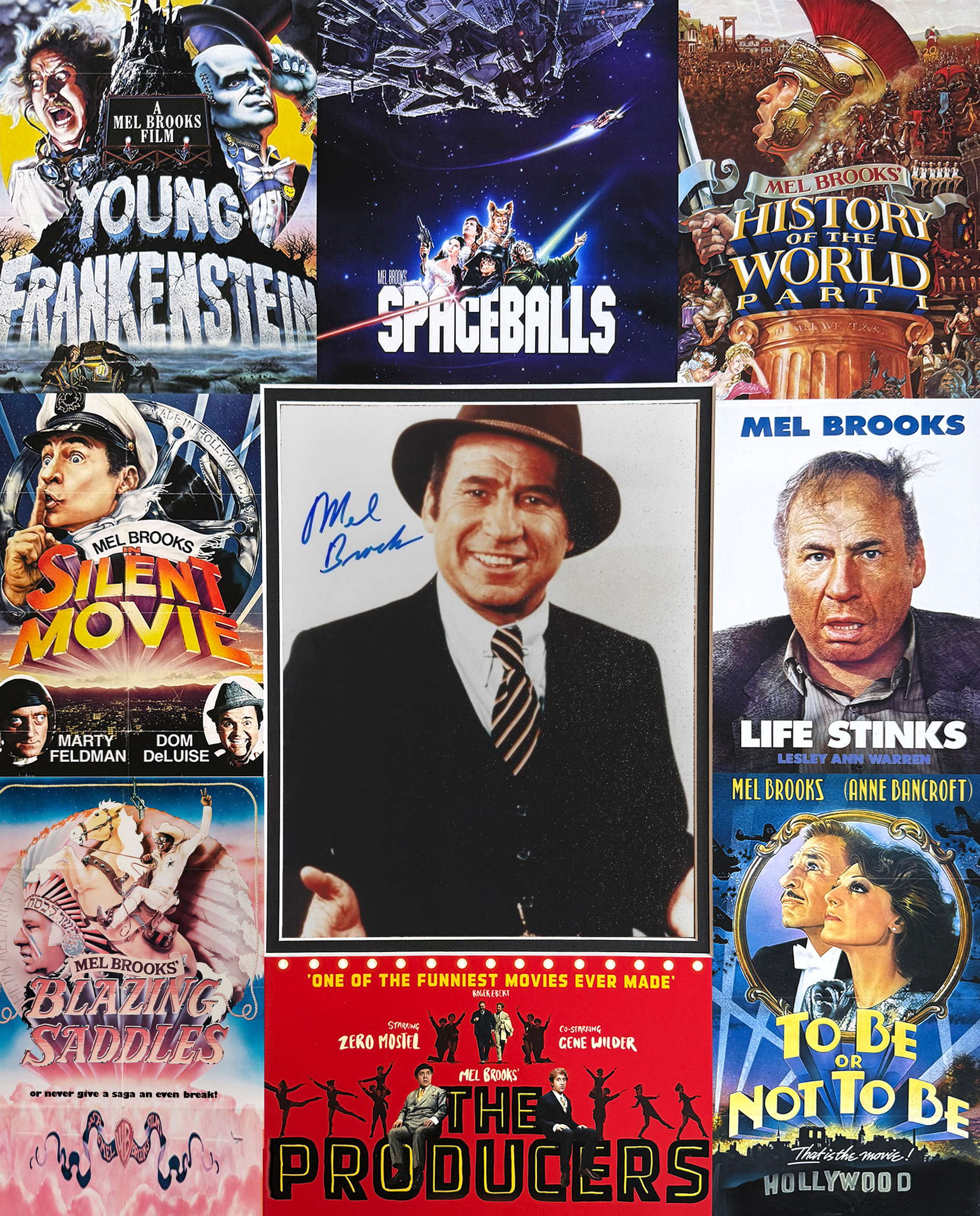 $98 / MEL BROOKS Custom 16×20 inch MOVIES Collage Mat for Signed 8×10 Photo