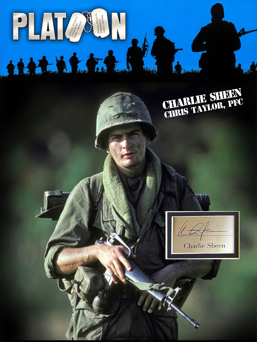 PLATOON custom 12×16 mat for CHARLIE SHEEN book page autograph