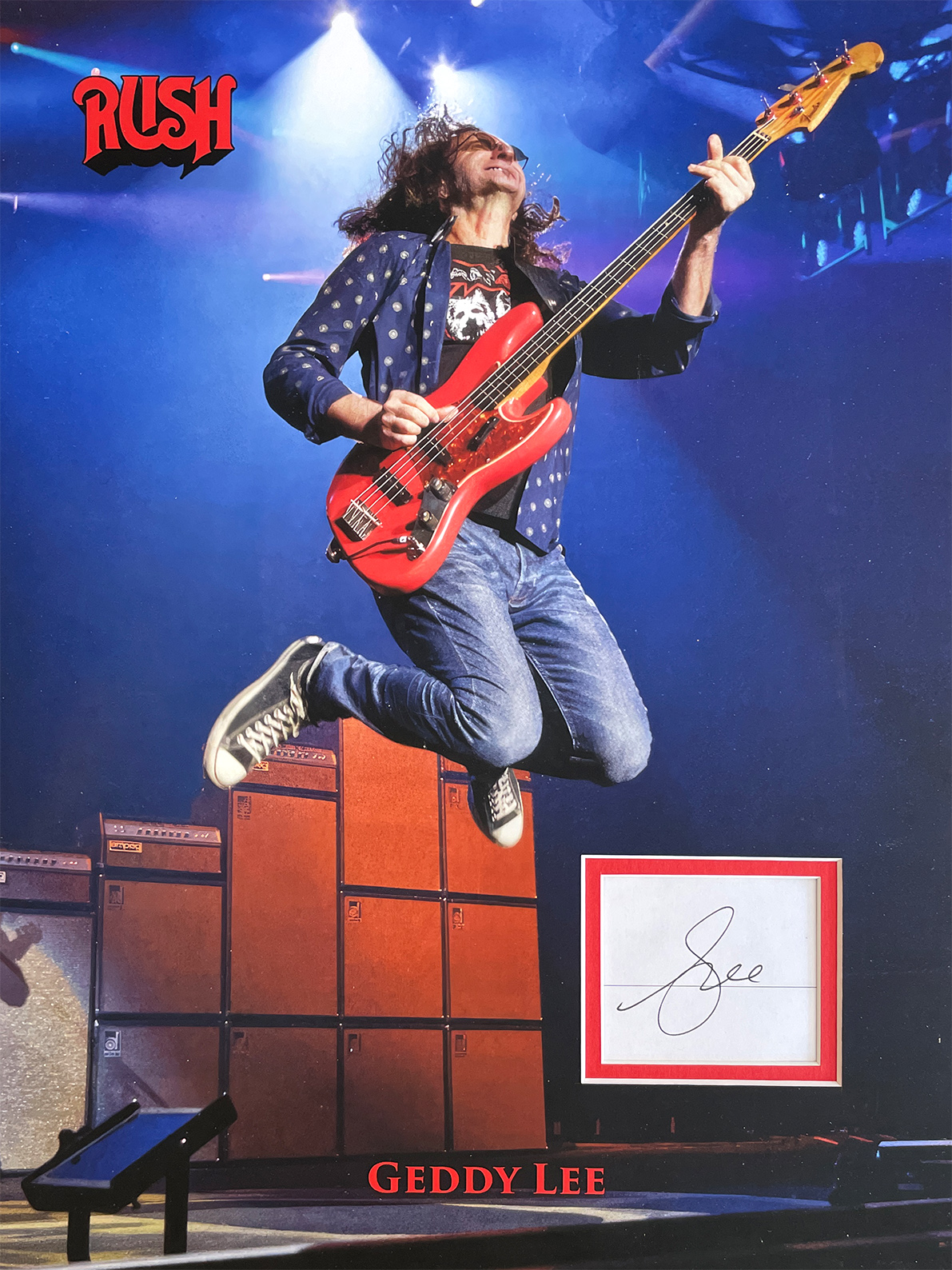 GEDDY LEE custom 12×16 “RUSH” mat for book page autograph