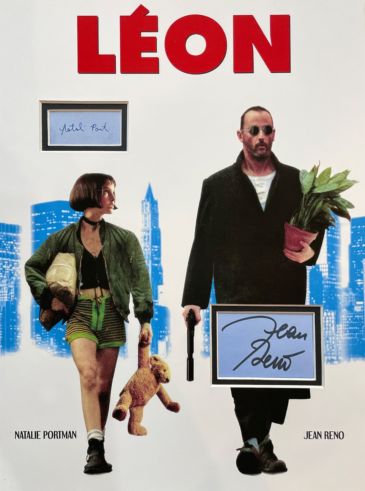 LÉON: THE PROFESSIONAL Custom 12×16 inch Mat for Dual Signed Natalie Portman Book Page & Jean Reno Index Card