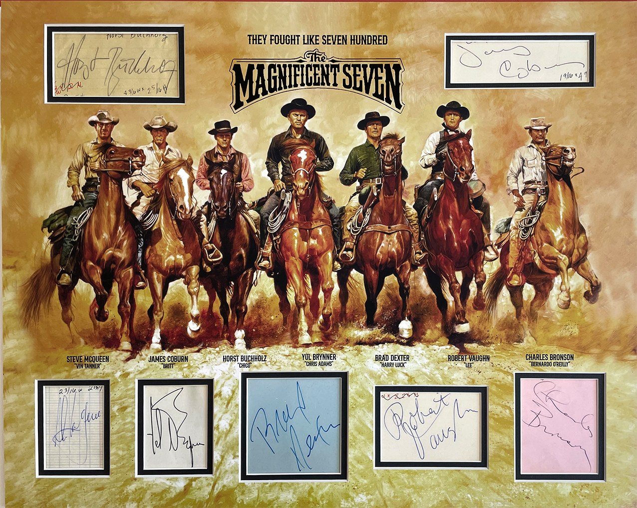 THE MAGNIFICENT SEVEN Custom 16×20 Mat for Seven Cut Signatures — Full Cast