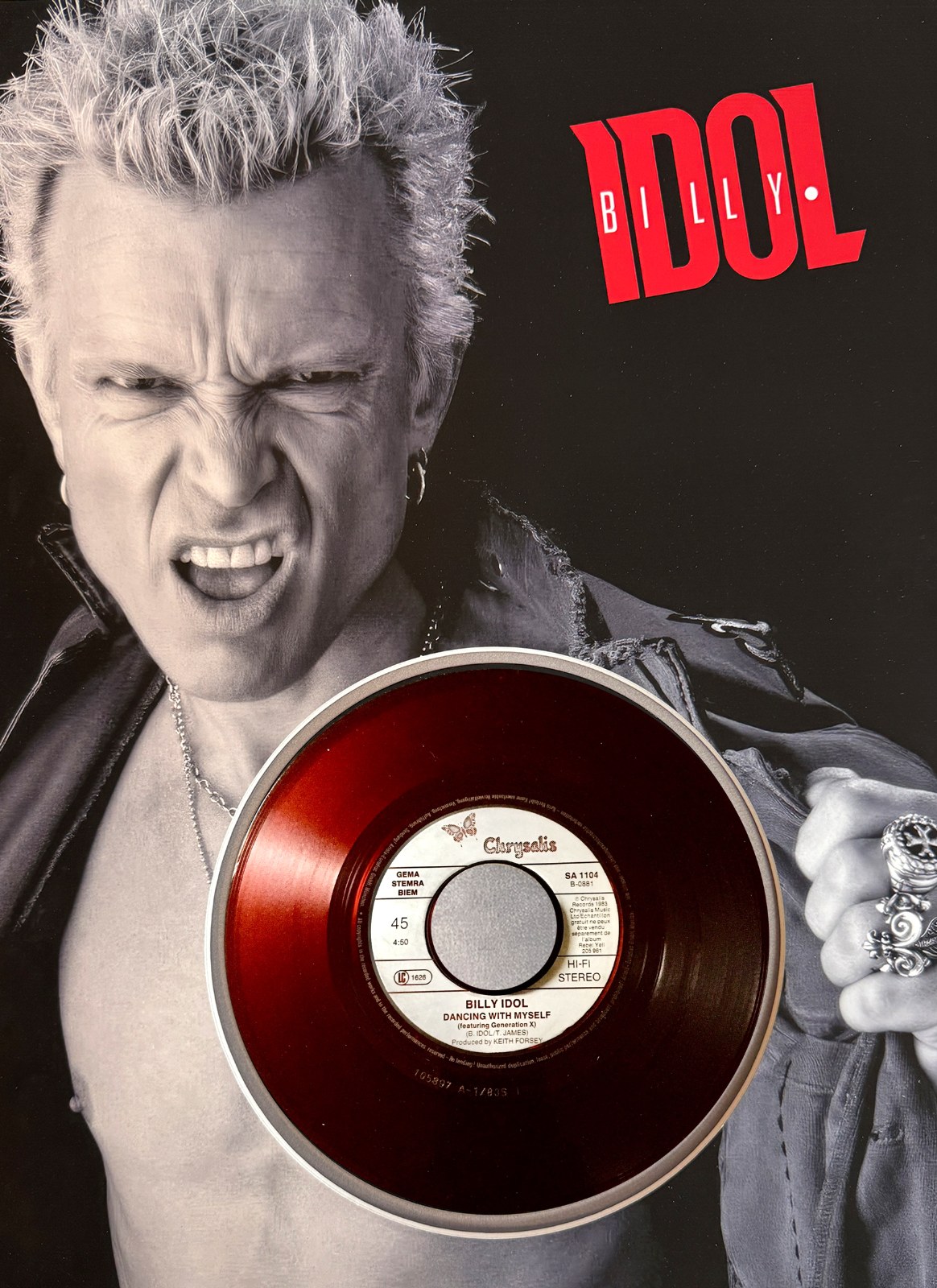 BILLY IDOL Custom 12×16 inch Mat for Vintage ‘Dancing With Myself’ 45 Vinyl