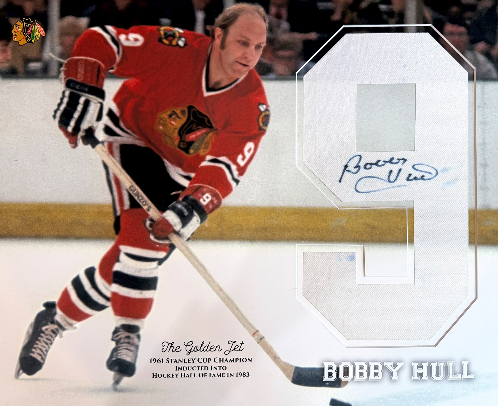 BOBBY HULL Custom 16×20 inch "9" Mat for Signed Jersey Number