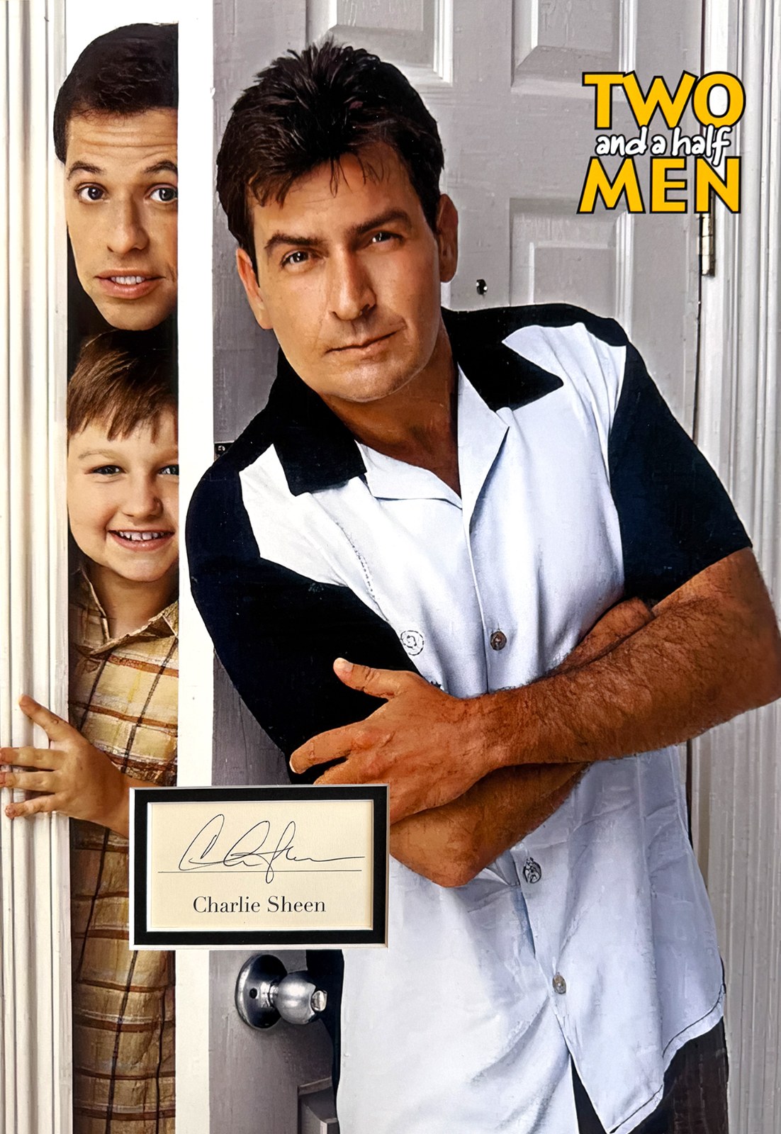 TWO AND A HALF MEN Custom 12×16 inch Mat for CHARLIE SHEEN Signed Memoir Book Page