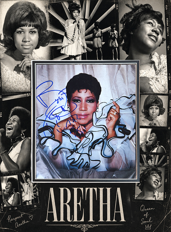 ARETHA FRANKLIN Custom 12×16 inch SCRAPBOOK STYLE Mat for Signed 8×10 Photo