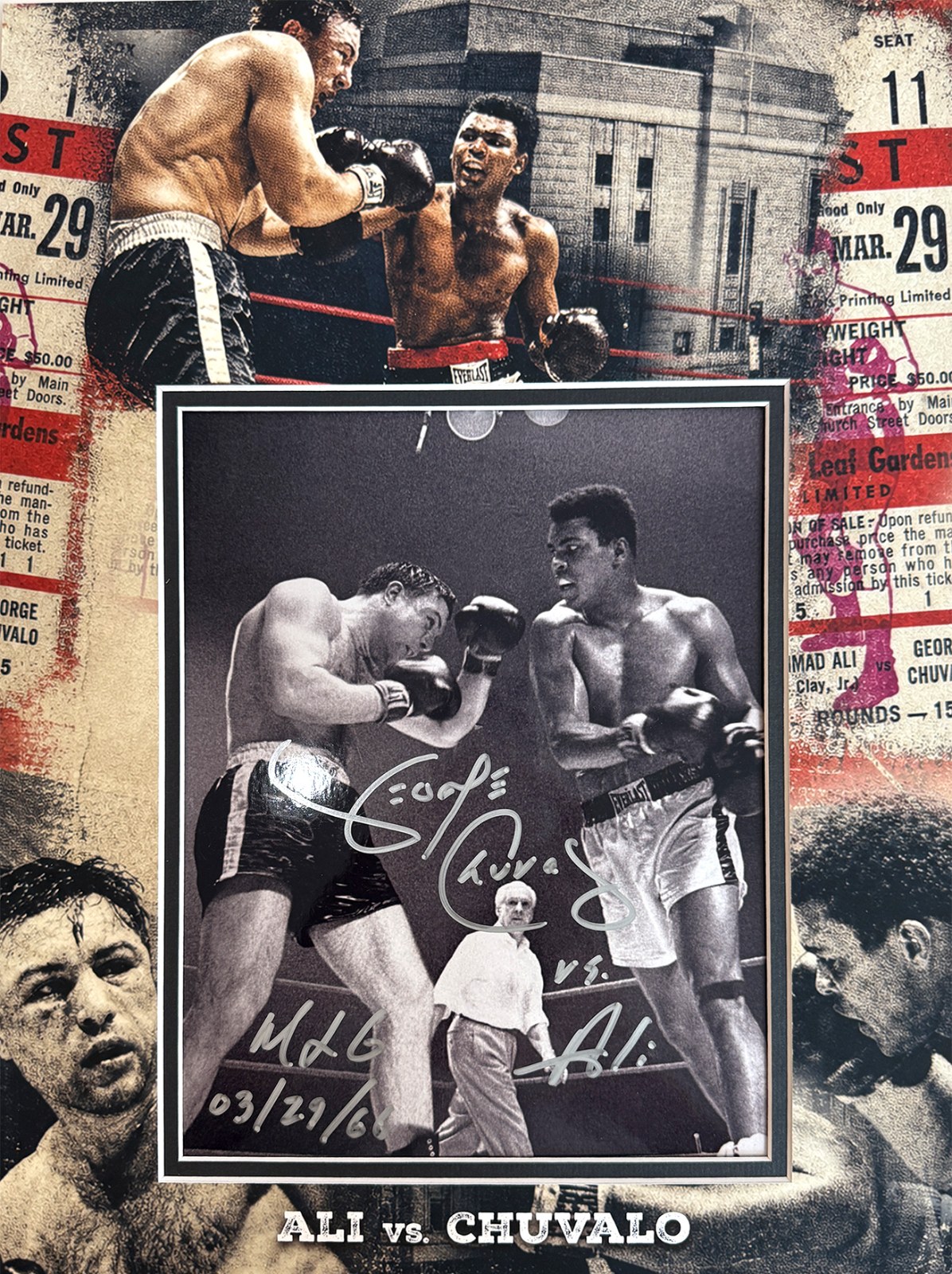 ALI vs. CHUVALO Custom 12×16 inch SCRAPBOOK STYLE Mat for Signed GEORGE CHUVALO 8×10 Photo
