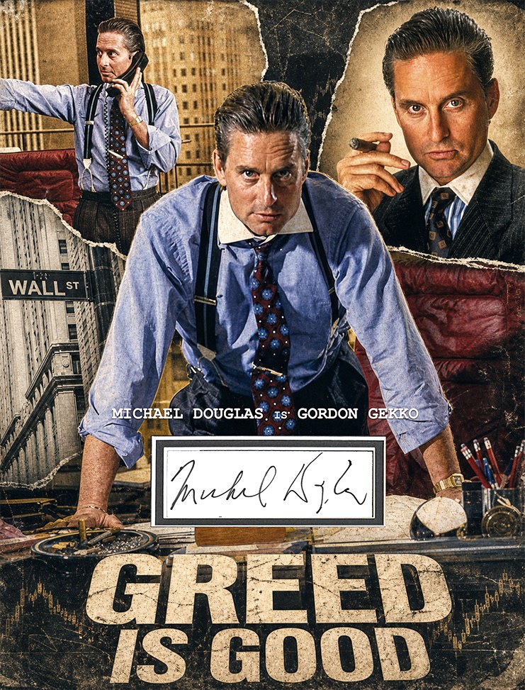 WALL STREET Custom 12×16 inch Mats for MICHAEL DOUGLAS Signed Book Page
